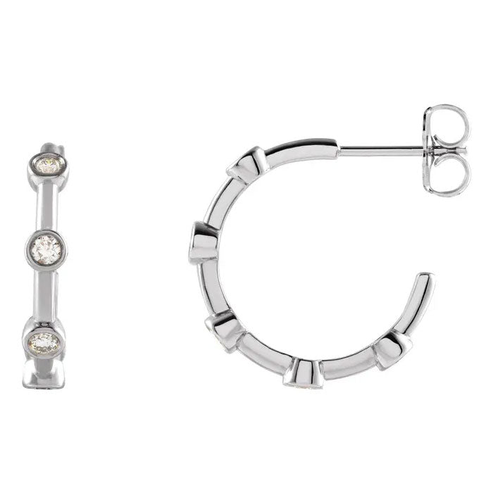 1/4 CTW Natural Diamond Bezel-Set Hoop Earrings 14K Gold