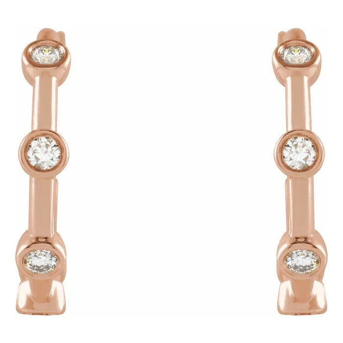 1/4 CTW Natural Diamond Bezel-Set Hoop Earrings 14K Gold