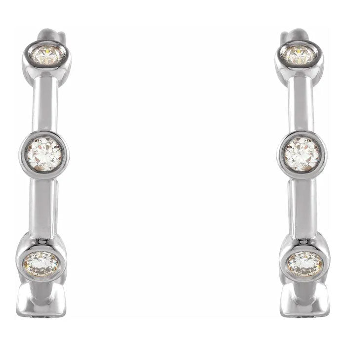 1/4 CTW Natural Diamond Bezel-Set Hoop Earrings 14K Gold