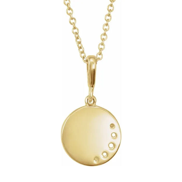 1/10 CTW Natural Diamond Crescent Moon Pendant Necklace 14K Gold