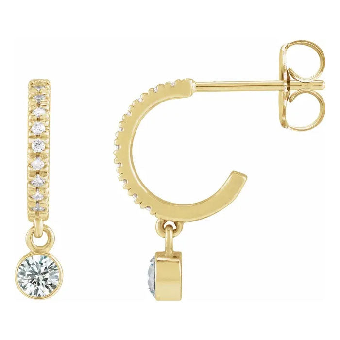 Your Choice of Gemstone and 0.08 CTW Natural Diamond Hoop Earrings 14K Gold