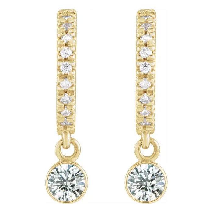Your Choice of Gemstone and 0.08 CTW Natural Diamond Hoop Earrings 14K Gold