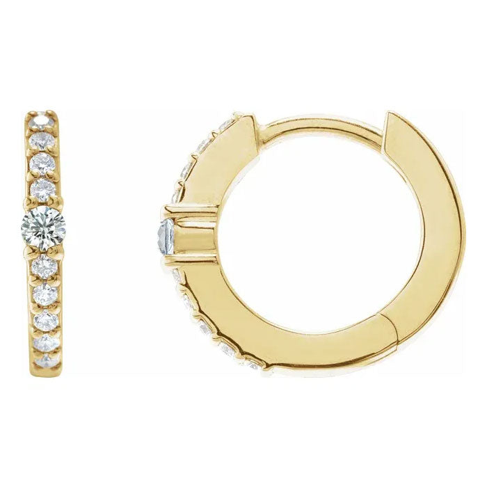 1/8 CTW Natural Diamond 13.6mm Hoop Earring 14K Gold