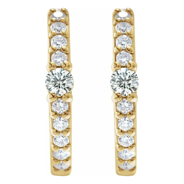 1/8 CTW Natural Diamond 13.6mm Hoop Earring 14K Gold