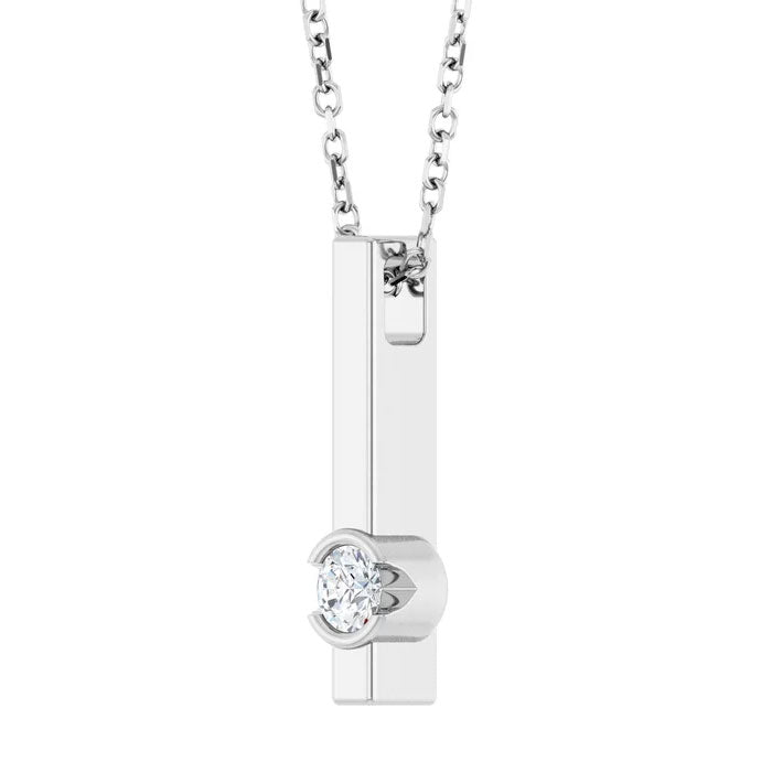 1/10 CTW Natural Diamond Bar Pendant Necklace 14K Gold