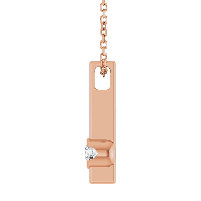 1/10 CTW Natural Diamond Bar Pendant Necklace 14K Gold