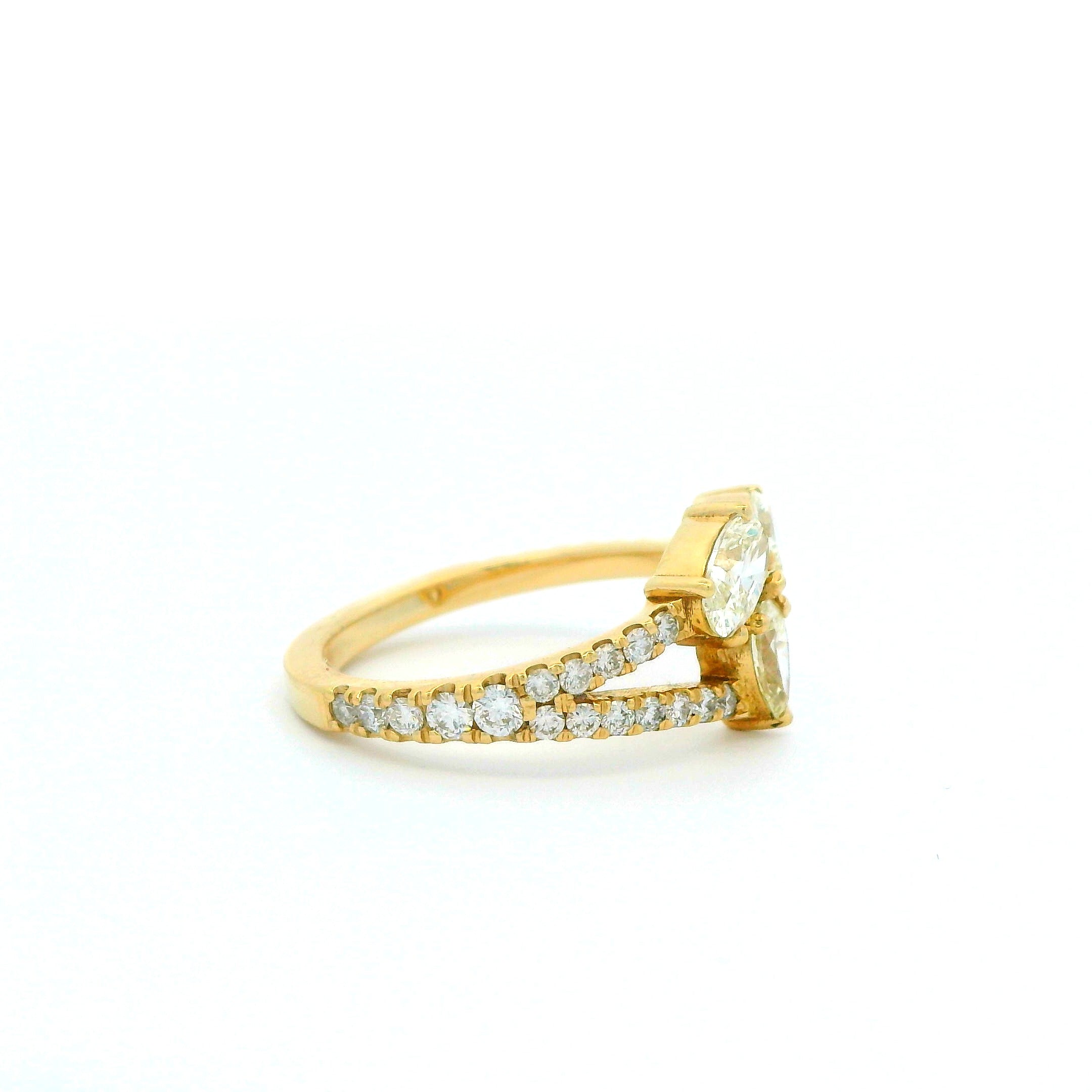 1.22 CTW Pear-Cut Diamond Pavé Ring