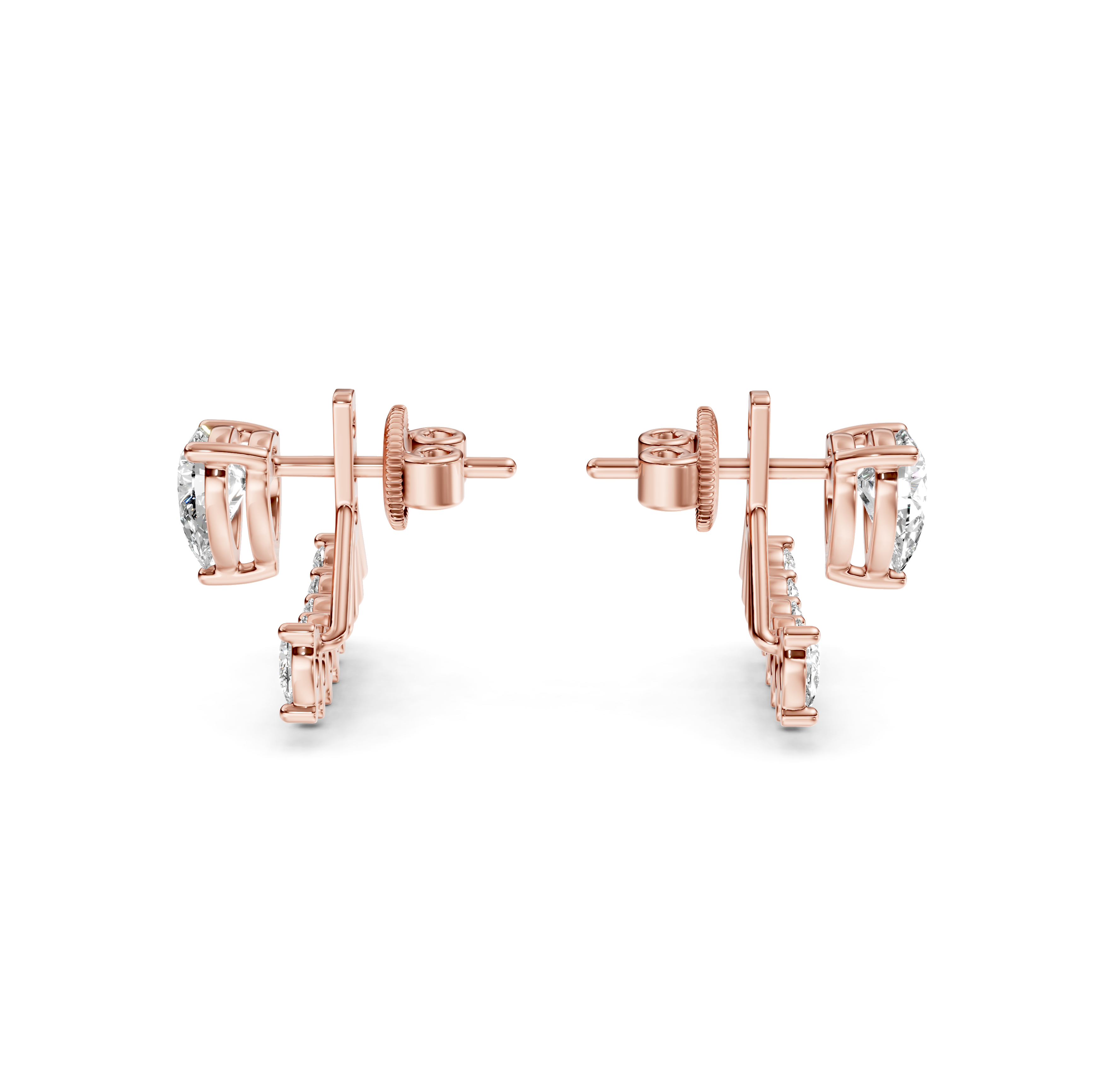 Pear Cut Fan Jacket Diamond Stud Earrings