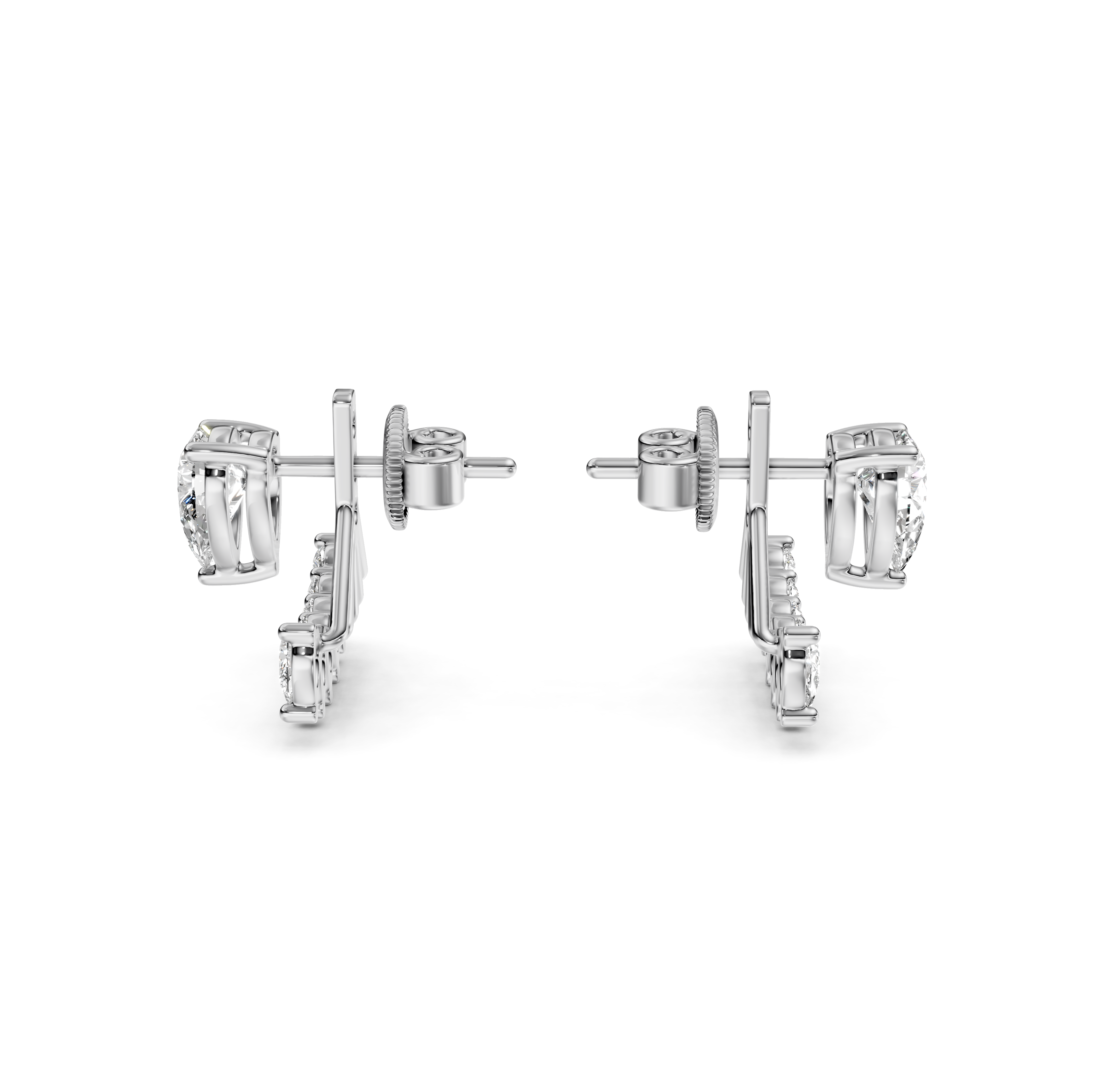 Pear Cut Fan Jacket Diamond Stud Earrings