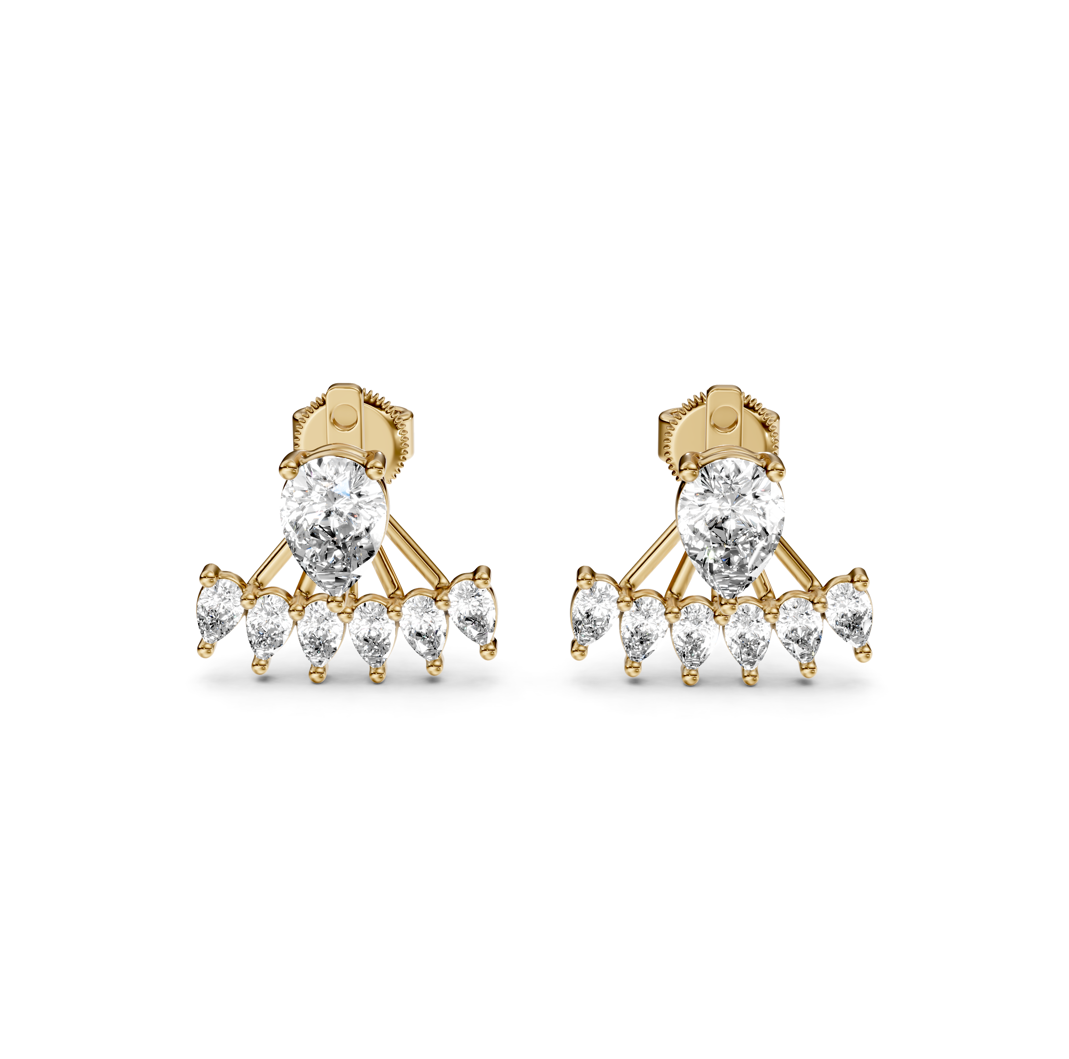 Pear Cut Fan Jacket Diamond Stud Earrings