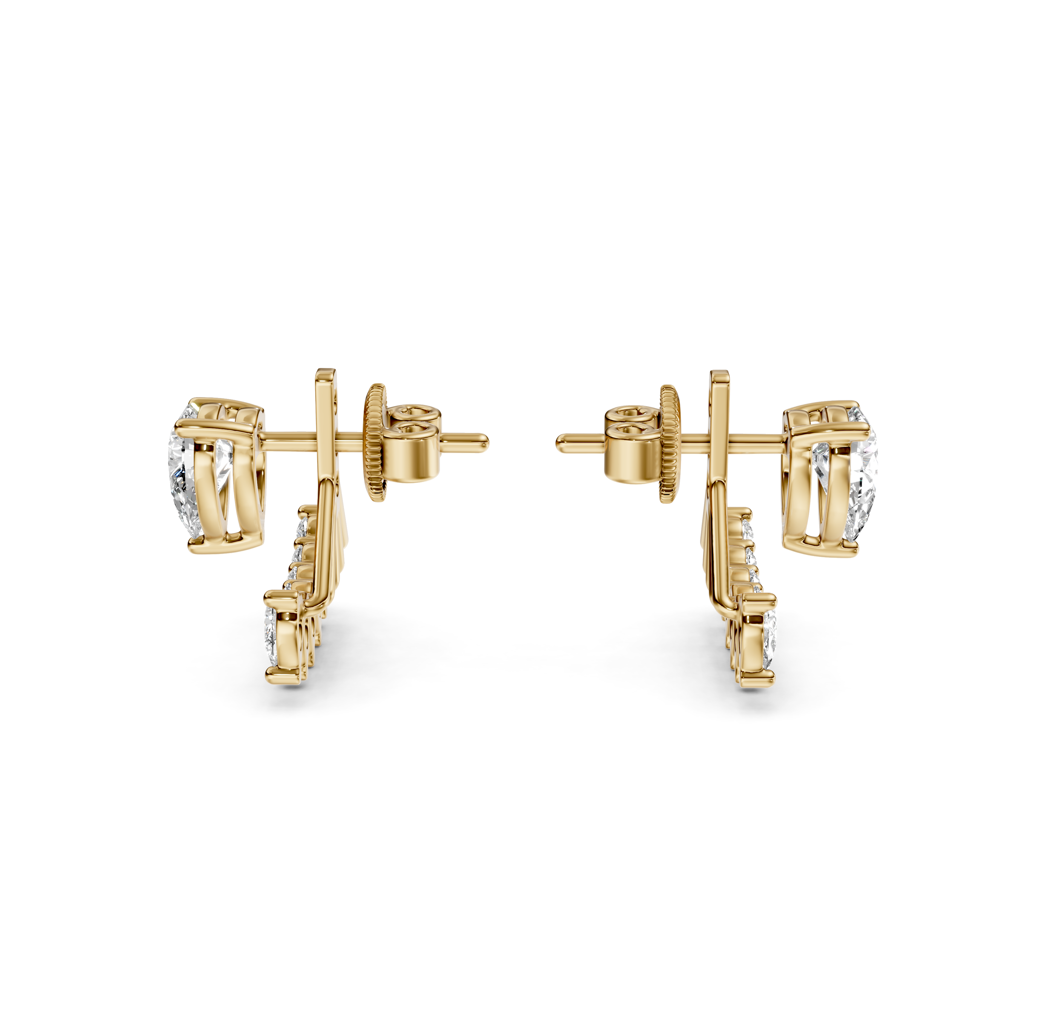 Pear Cut Fan Jacket Diamond Stud Earrings