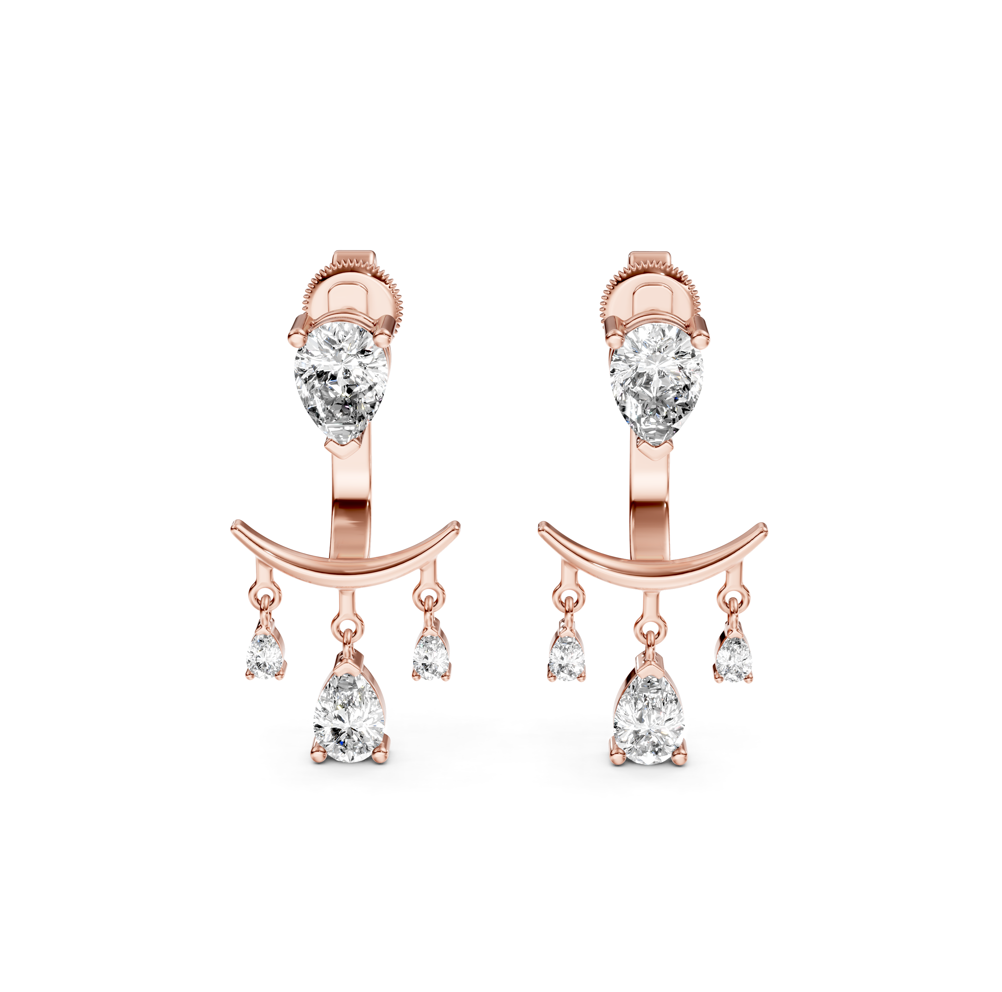 Pear Cut Jacket Diamond Earrings