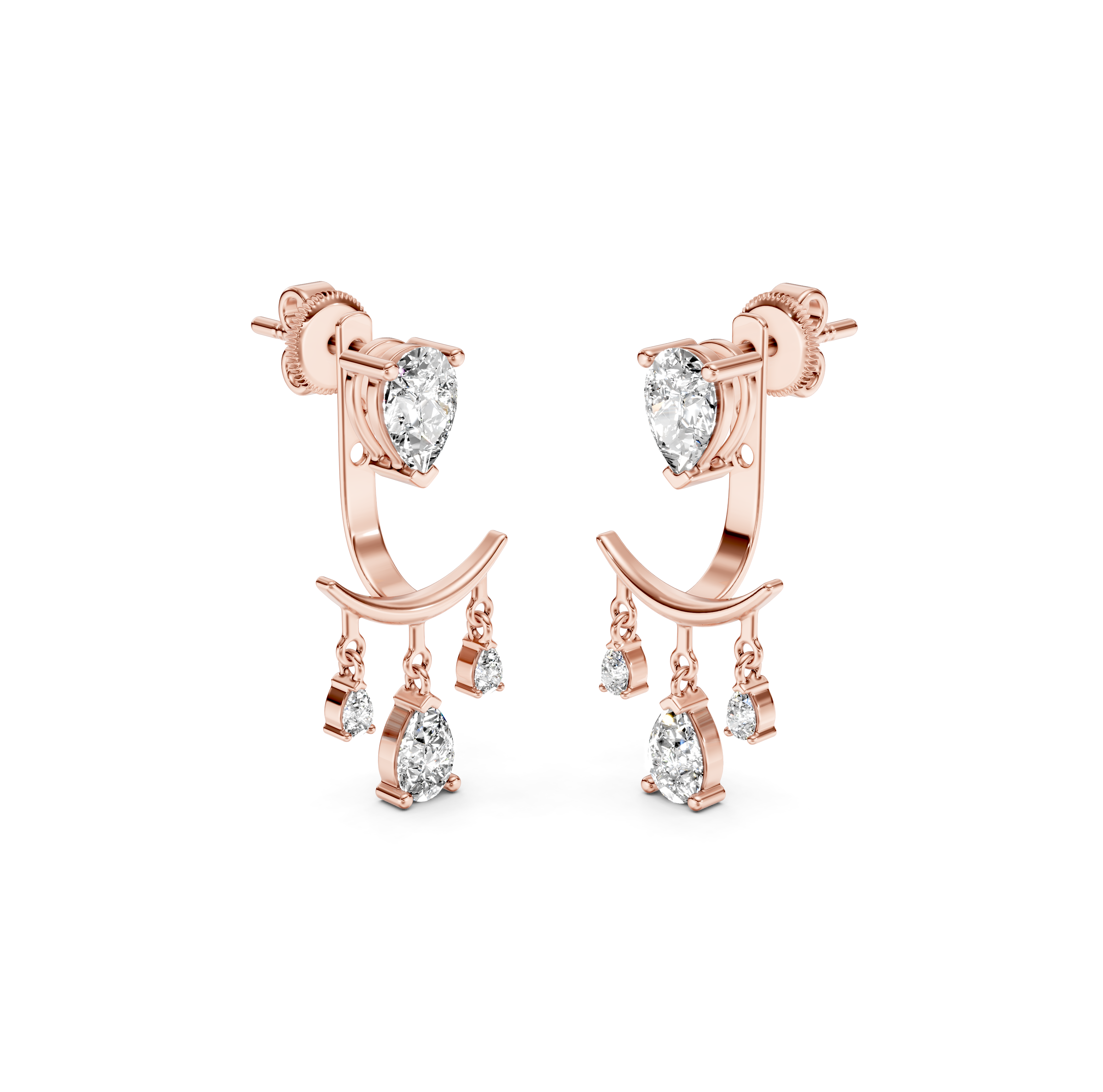 Pear Cut Jacket Diamond Earrings