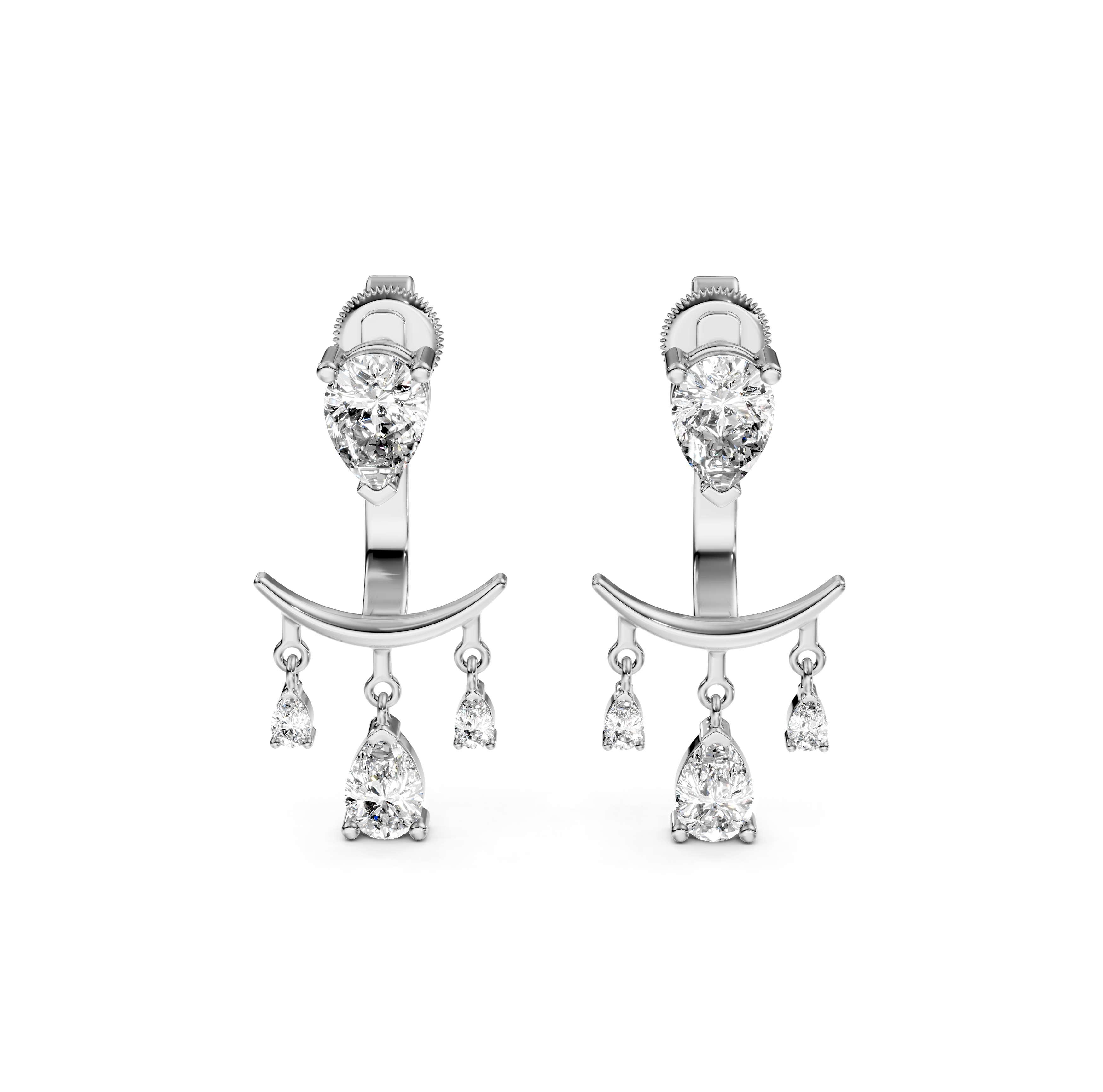 Pear Cut Jacket Diamond Earrings