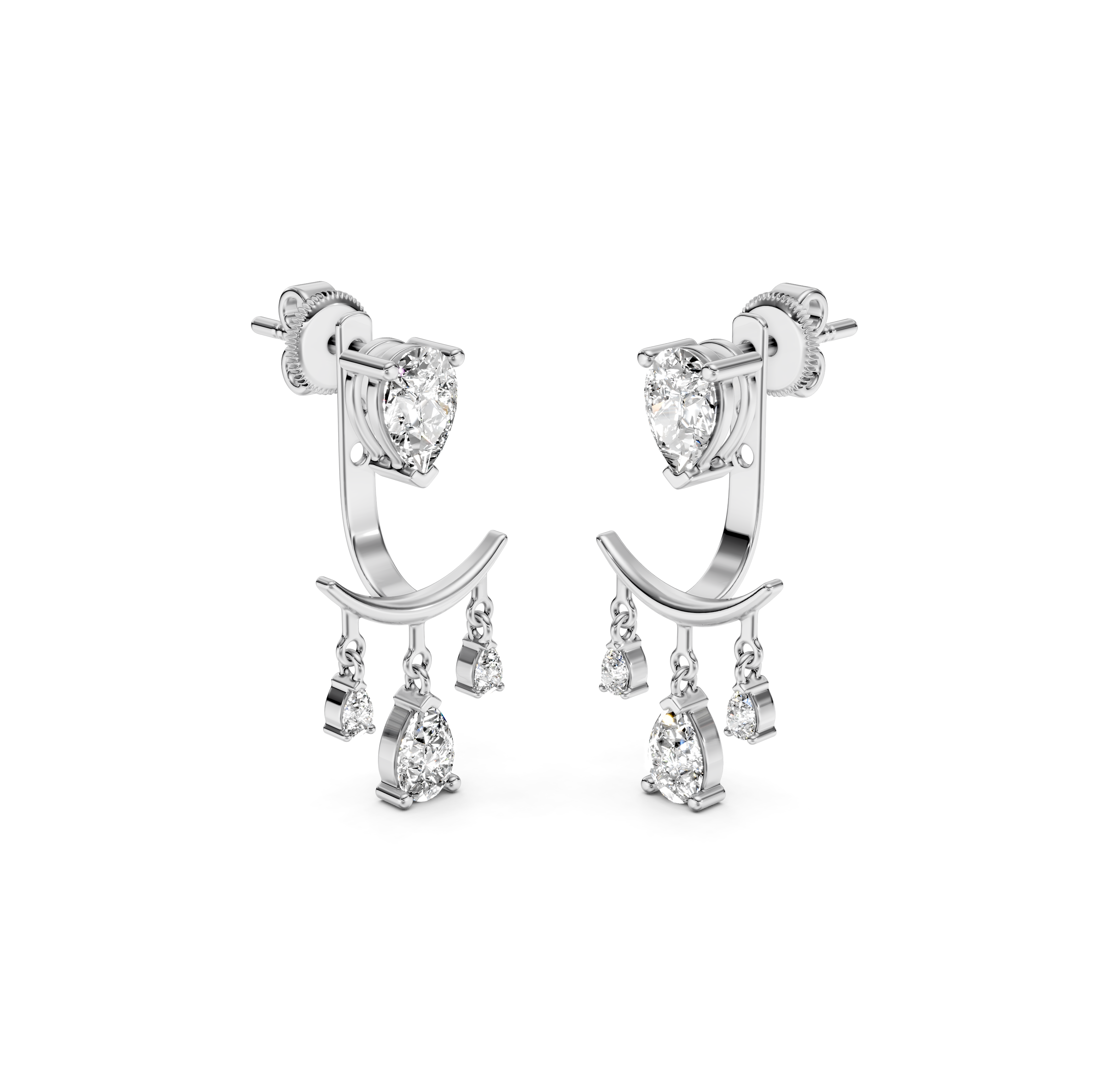 Pear Cut Jacket Diamond Earrings