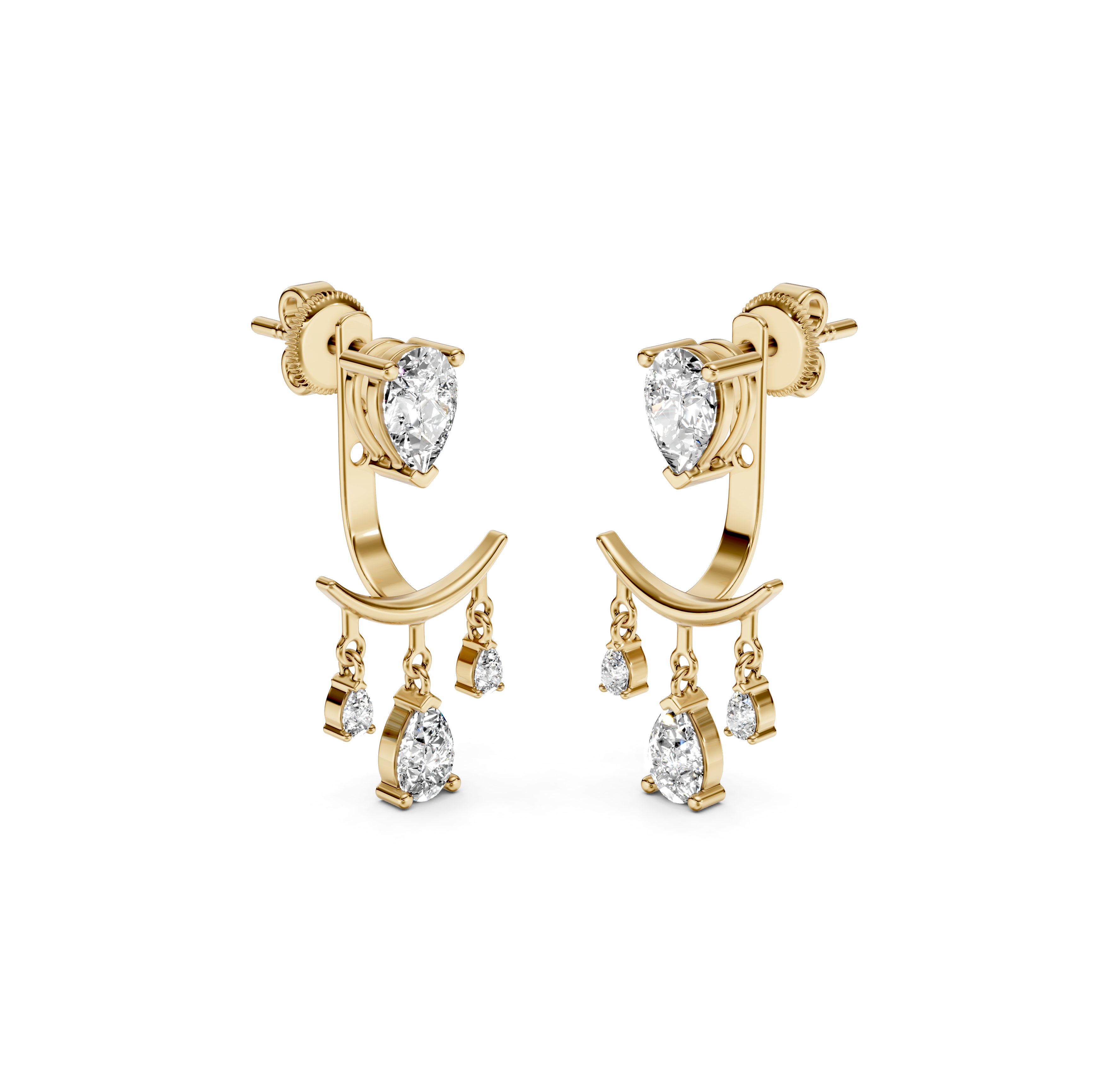Pear Cut Jacket Diamond Earrings