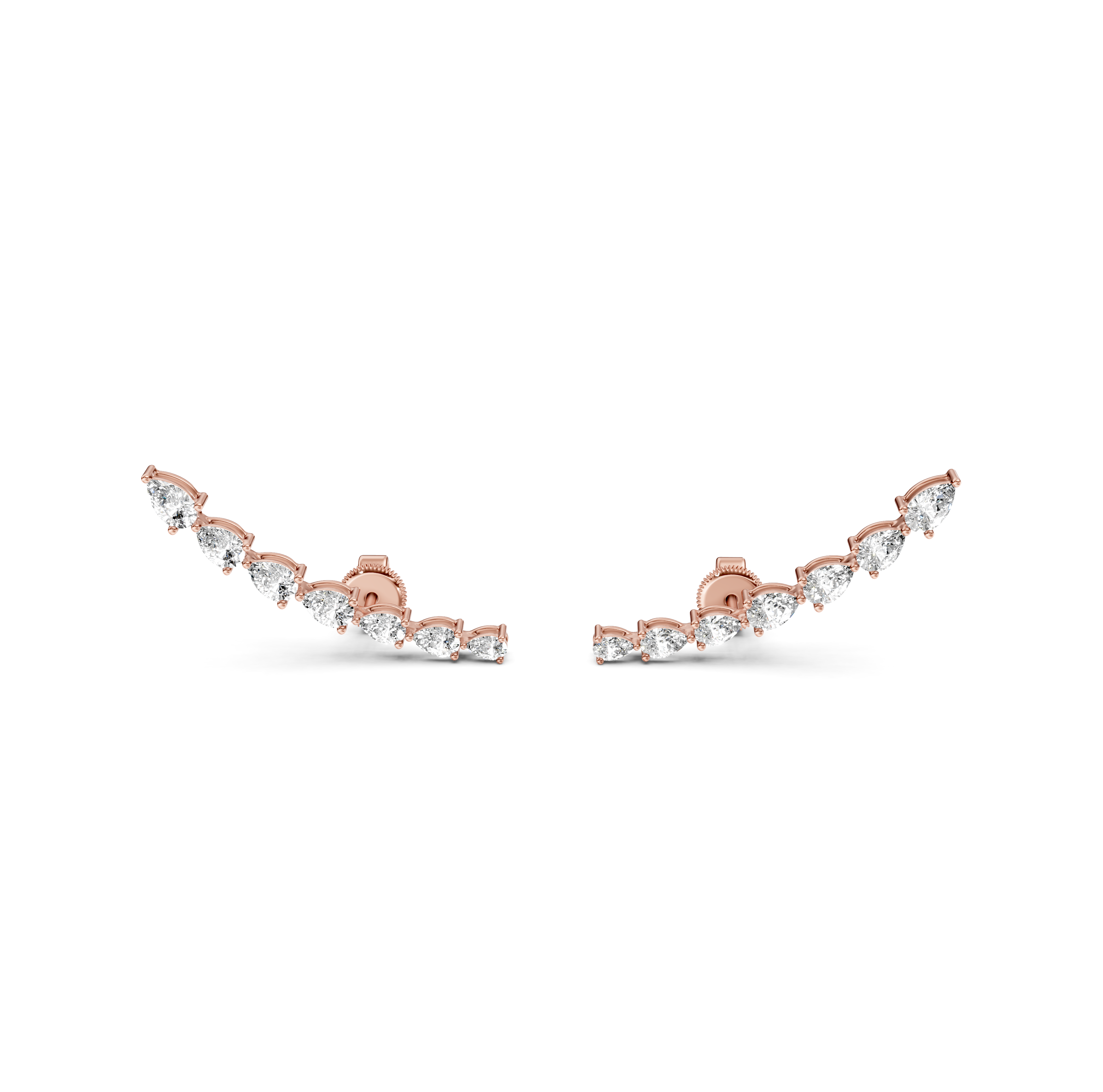 Pear Cut Curved Bar Climber Earrings