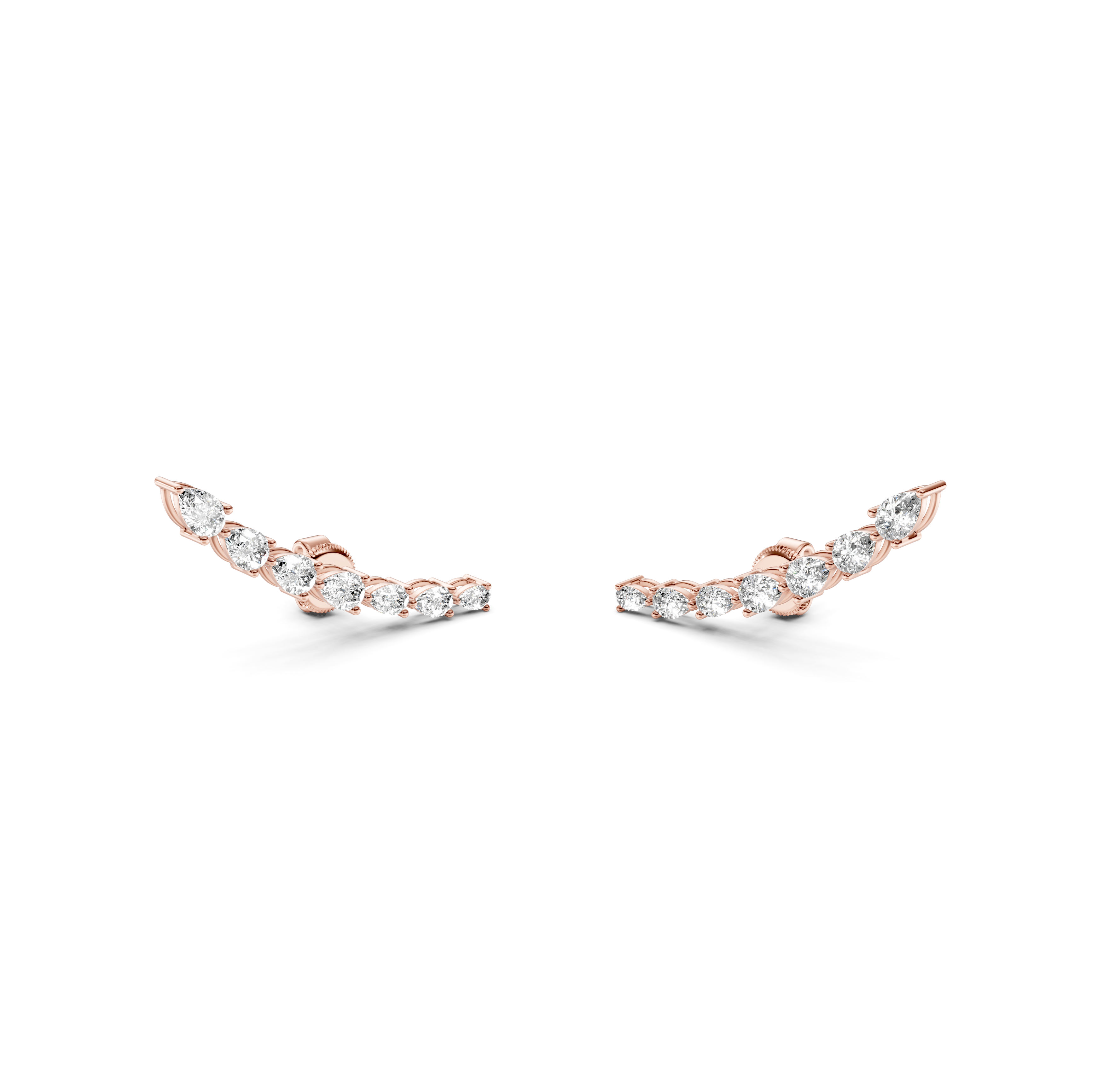 Pear Cut Curved Bar Climber Earrings
