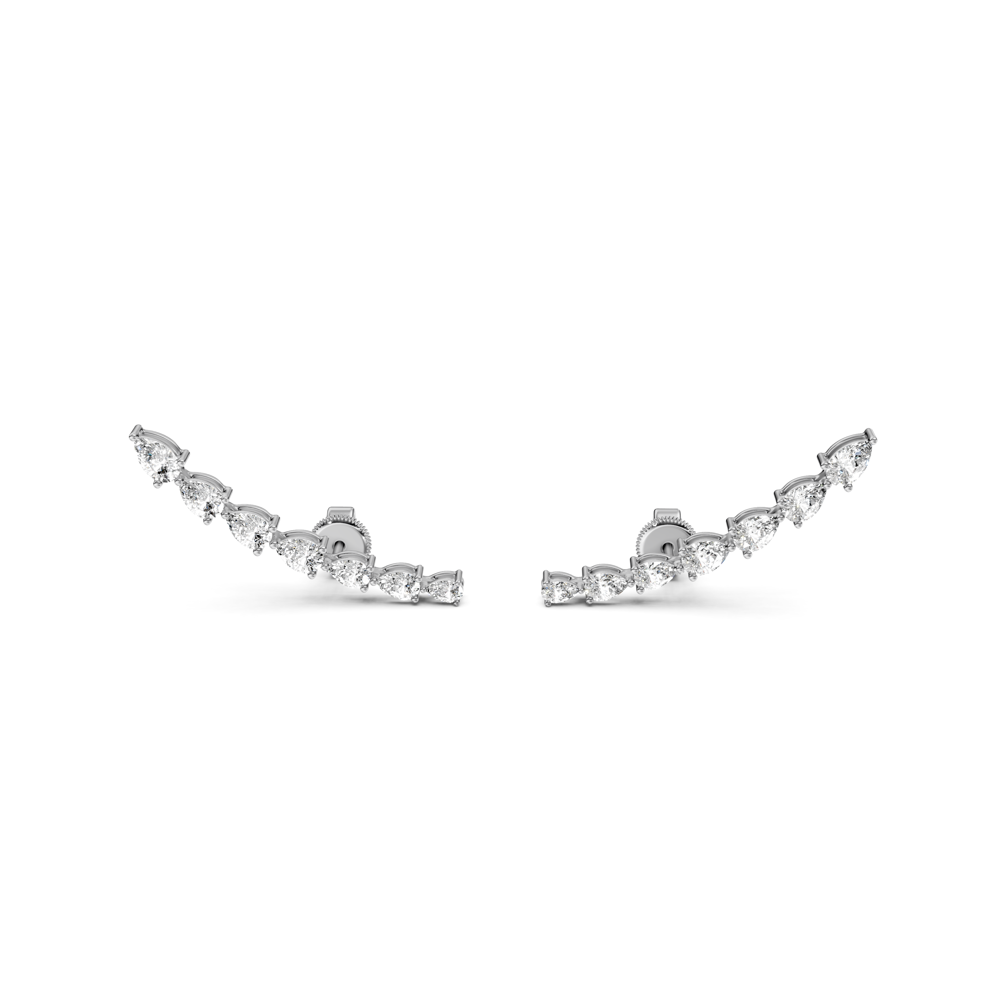 Pear Cut Curved Bar Climber Earrings