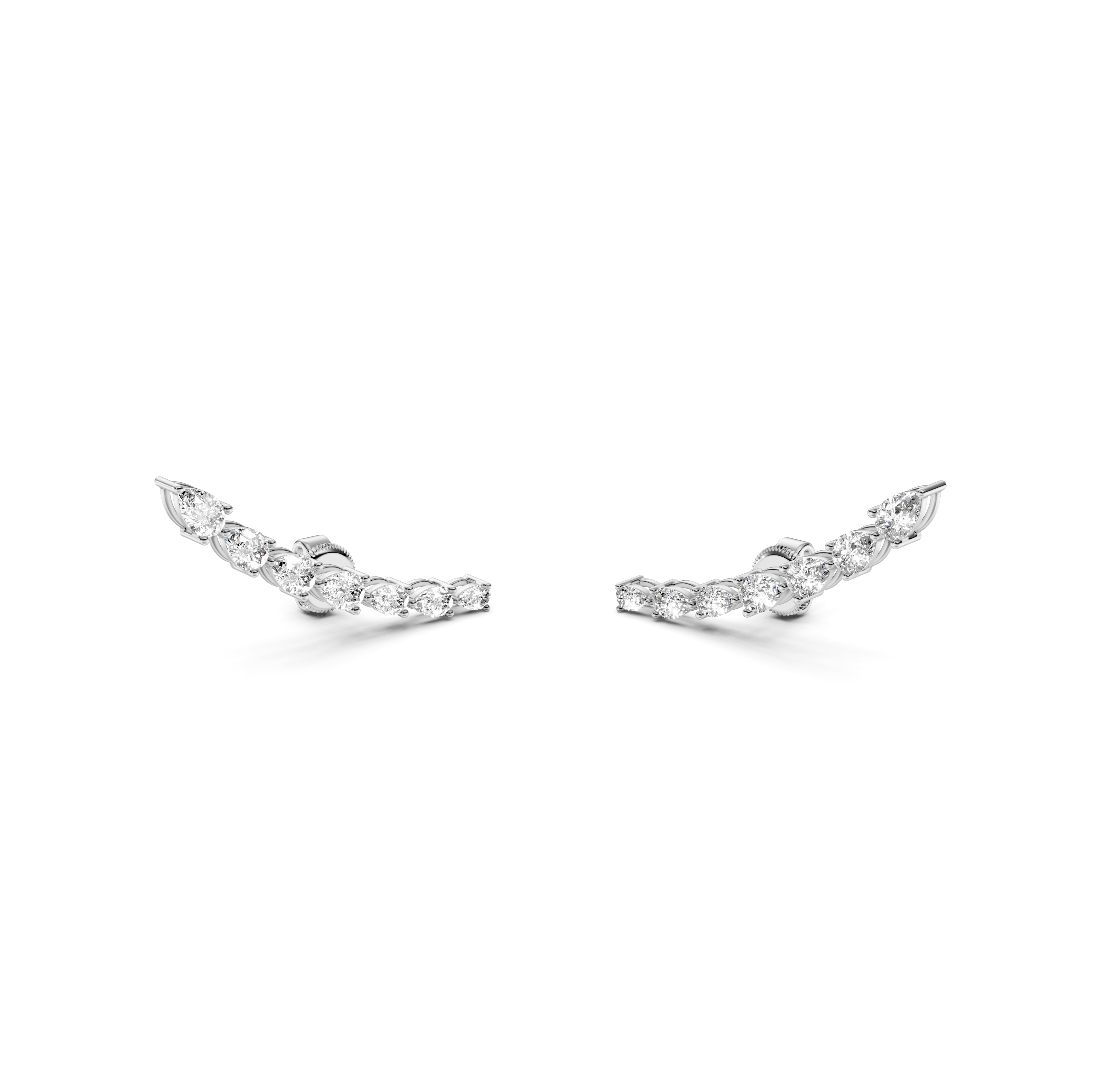 Pear Cut Curved Bar Climber Earrings