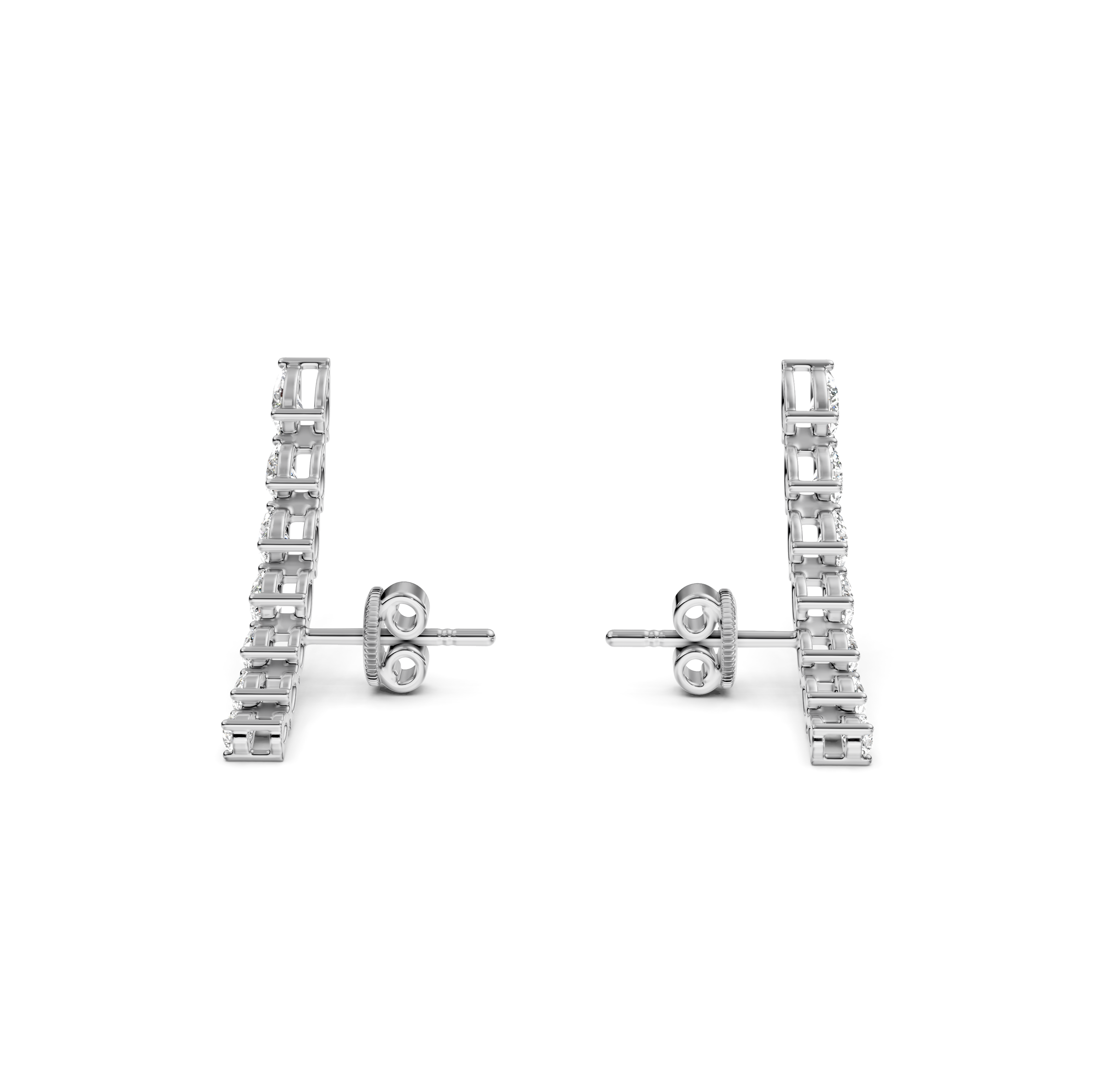 Pear Cut Curved Bar Climber Earrings