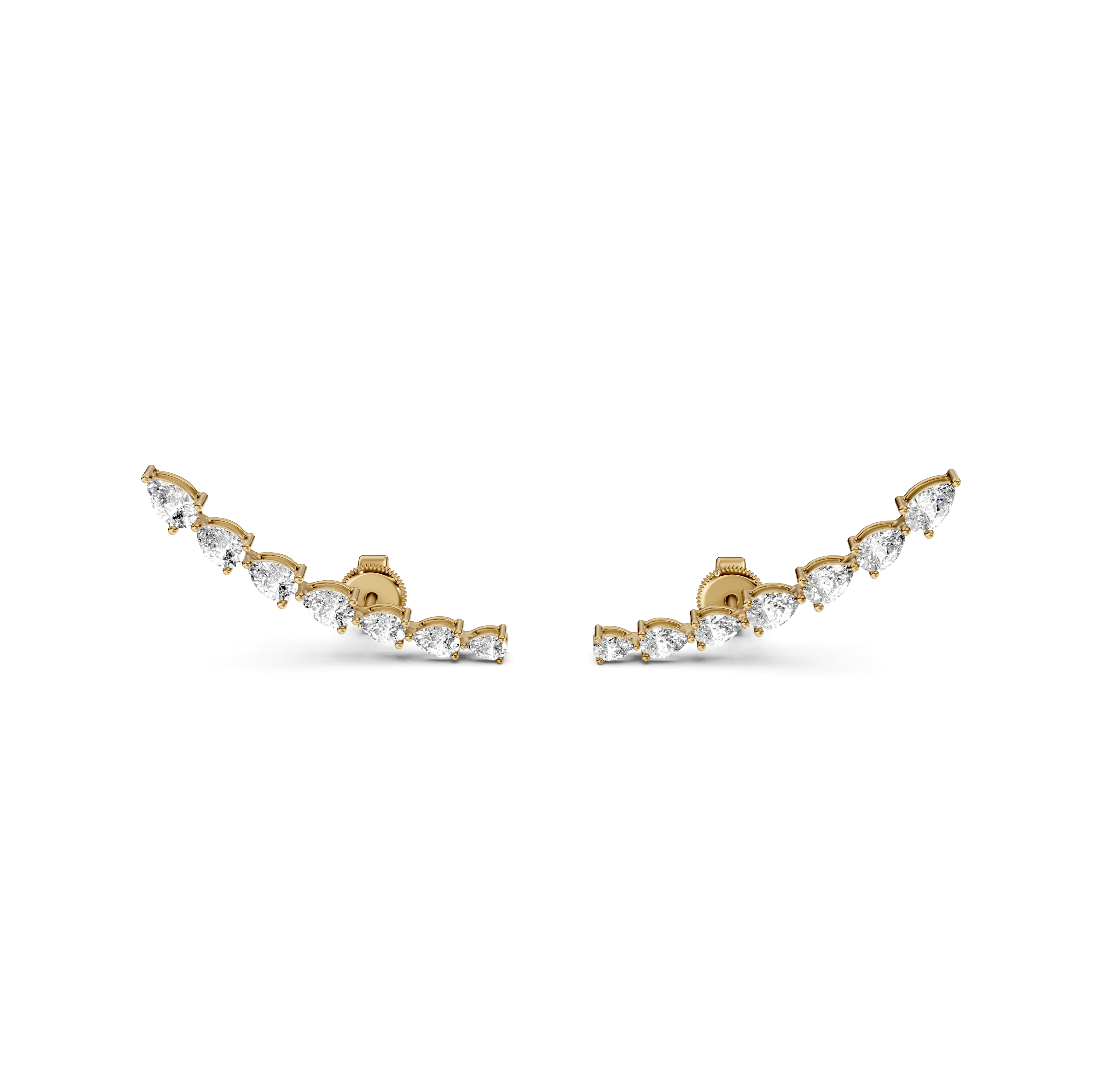 Pear Cut Curved Bar Climber Earrings