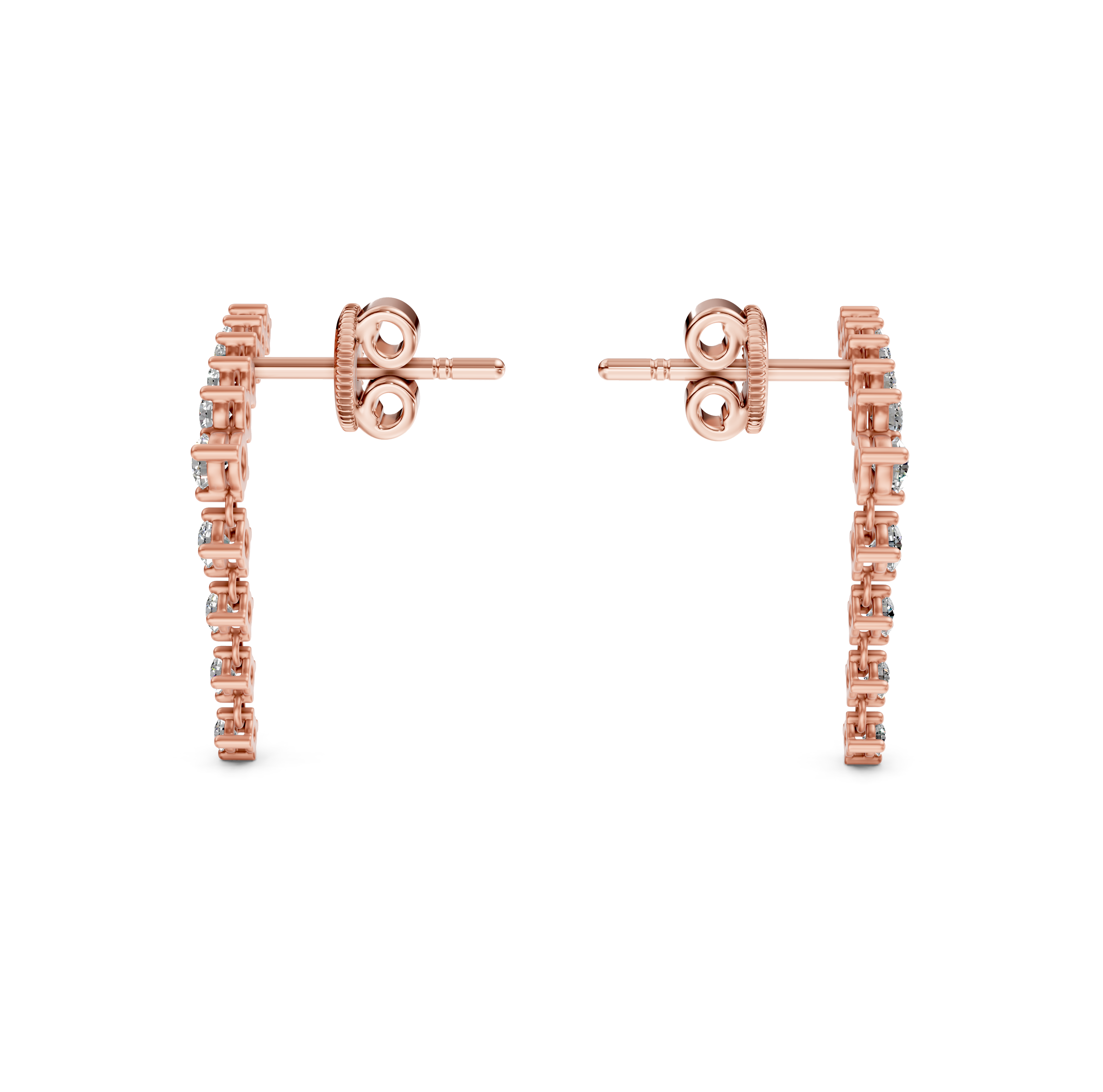 Curved Bar & Drop Chain Diamond Earrings