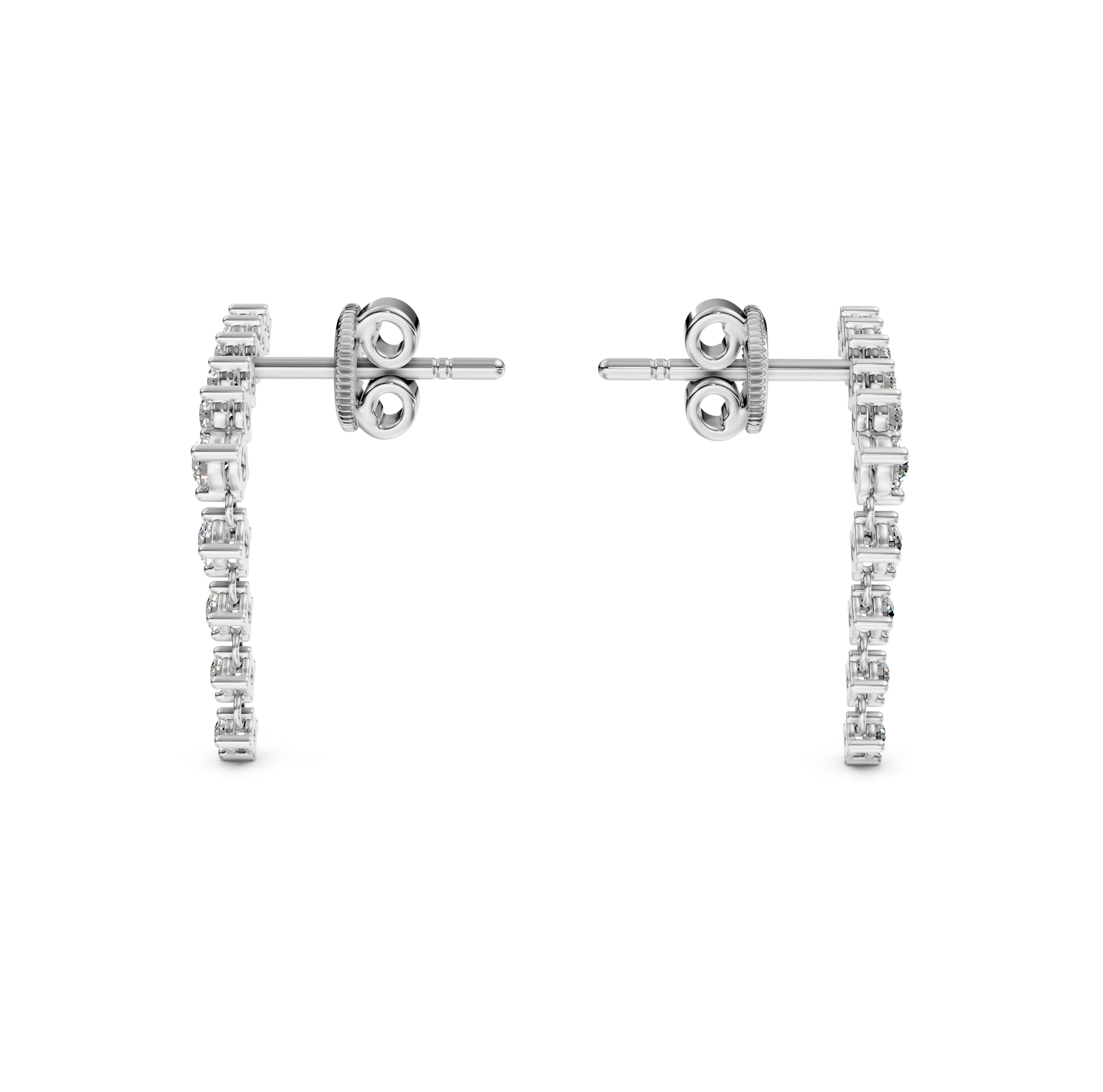Curved Bar & Drop Chain Diamond Earrings