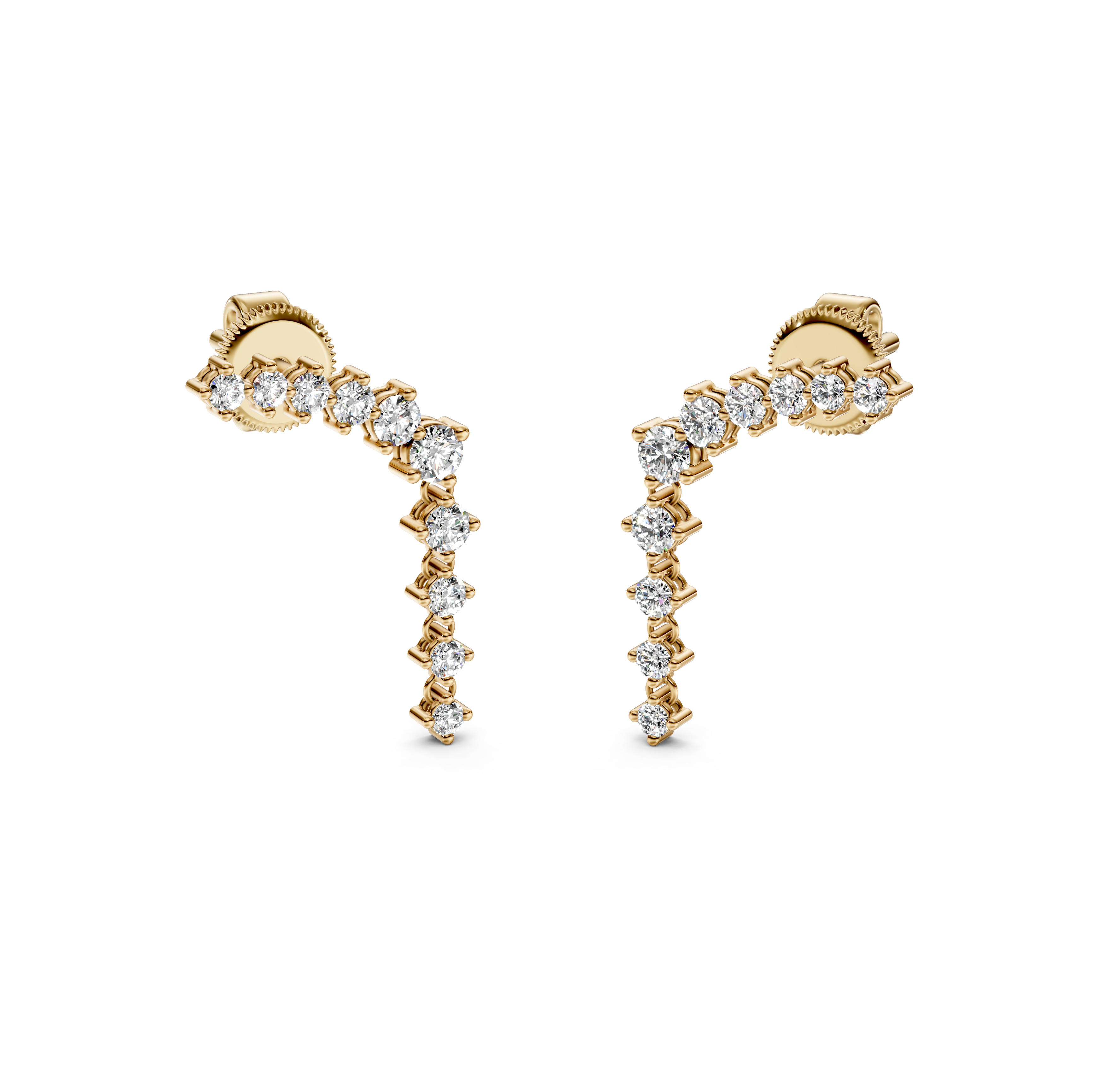 Curved Bar & Drop Chain Diamond Earrings