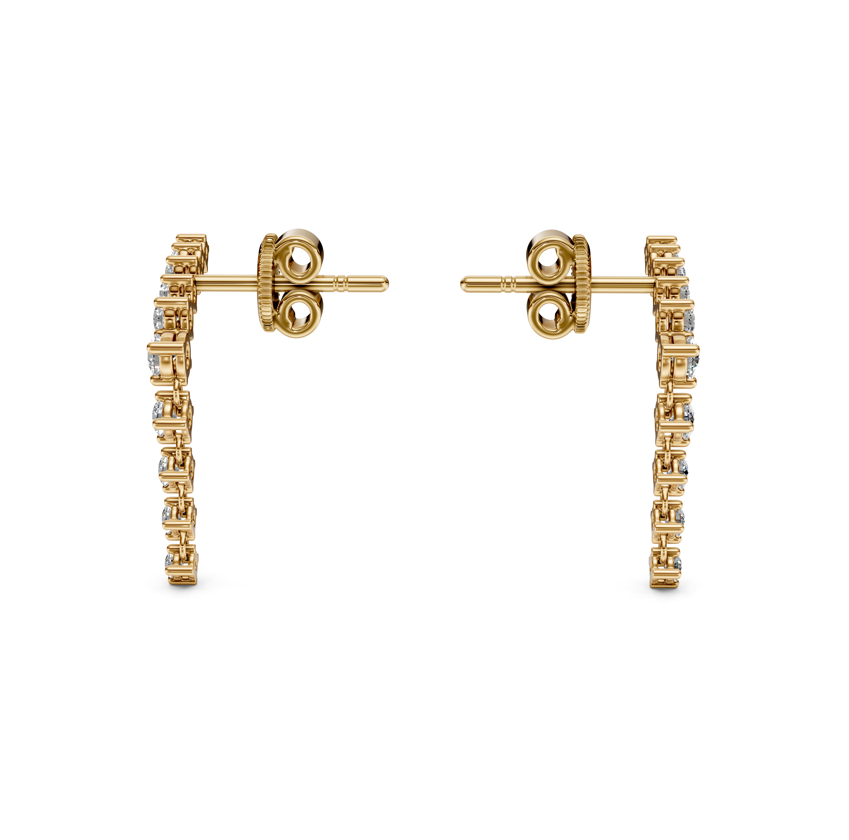 Curved Bar & Drop Chain Diamond Earrings