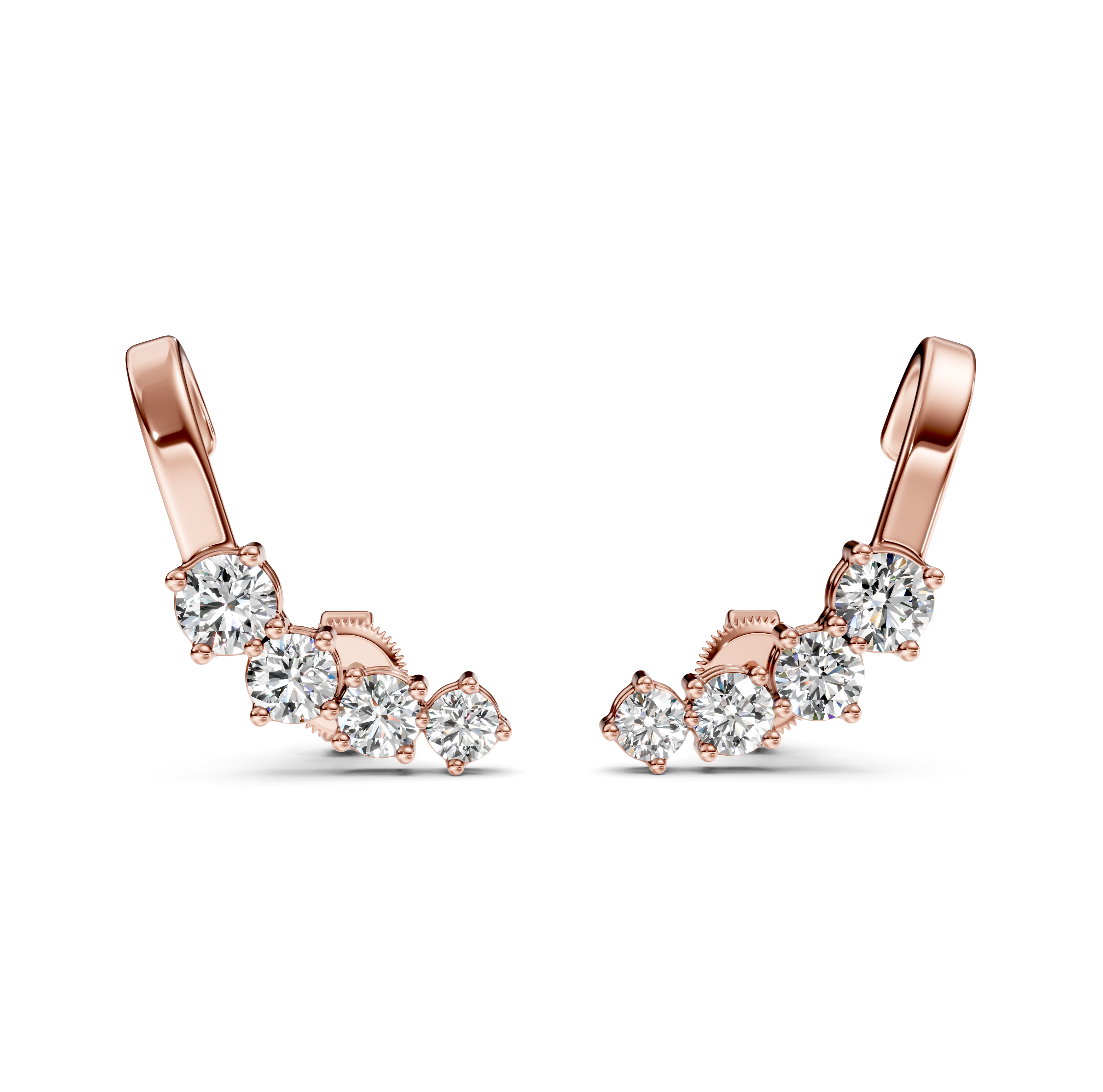 Round Cut Diamond Ear Cuffs