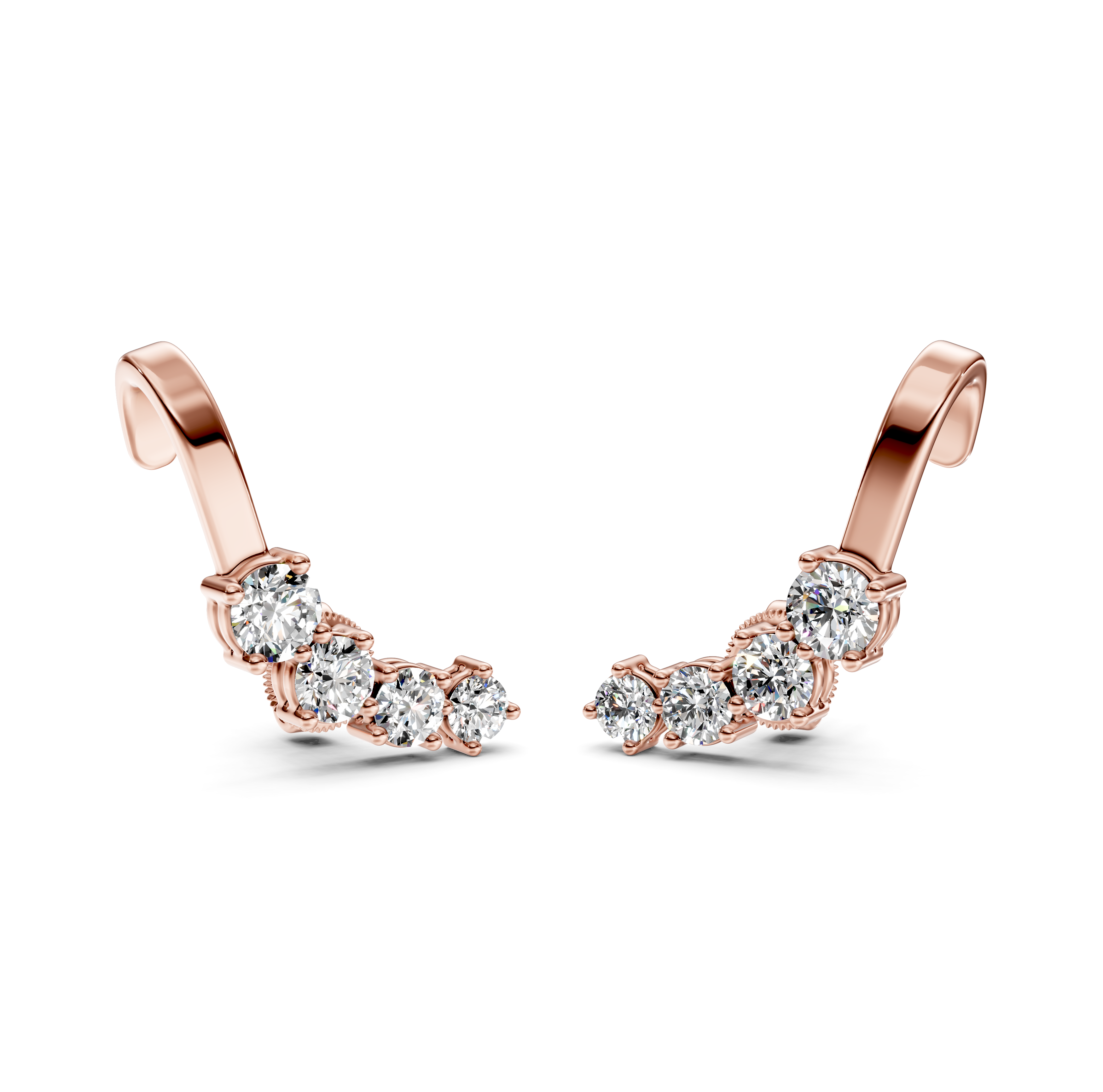 Round Cut Diamond Ear Cuffs
