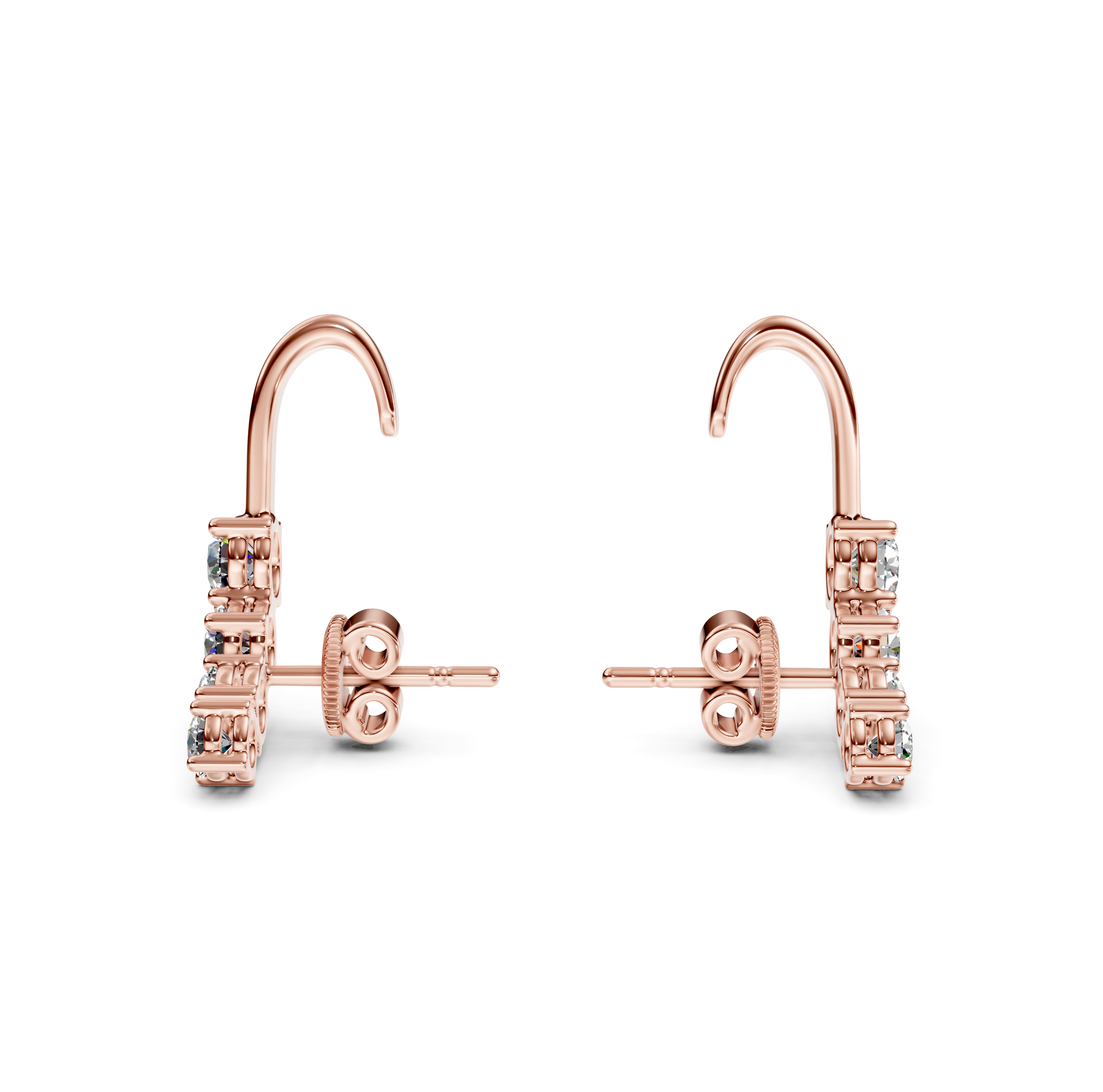 Round Cut Diamond Ear Cuffs