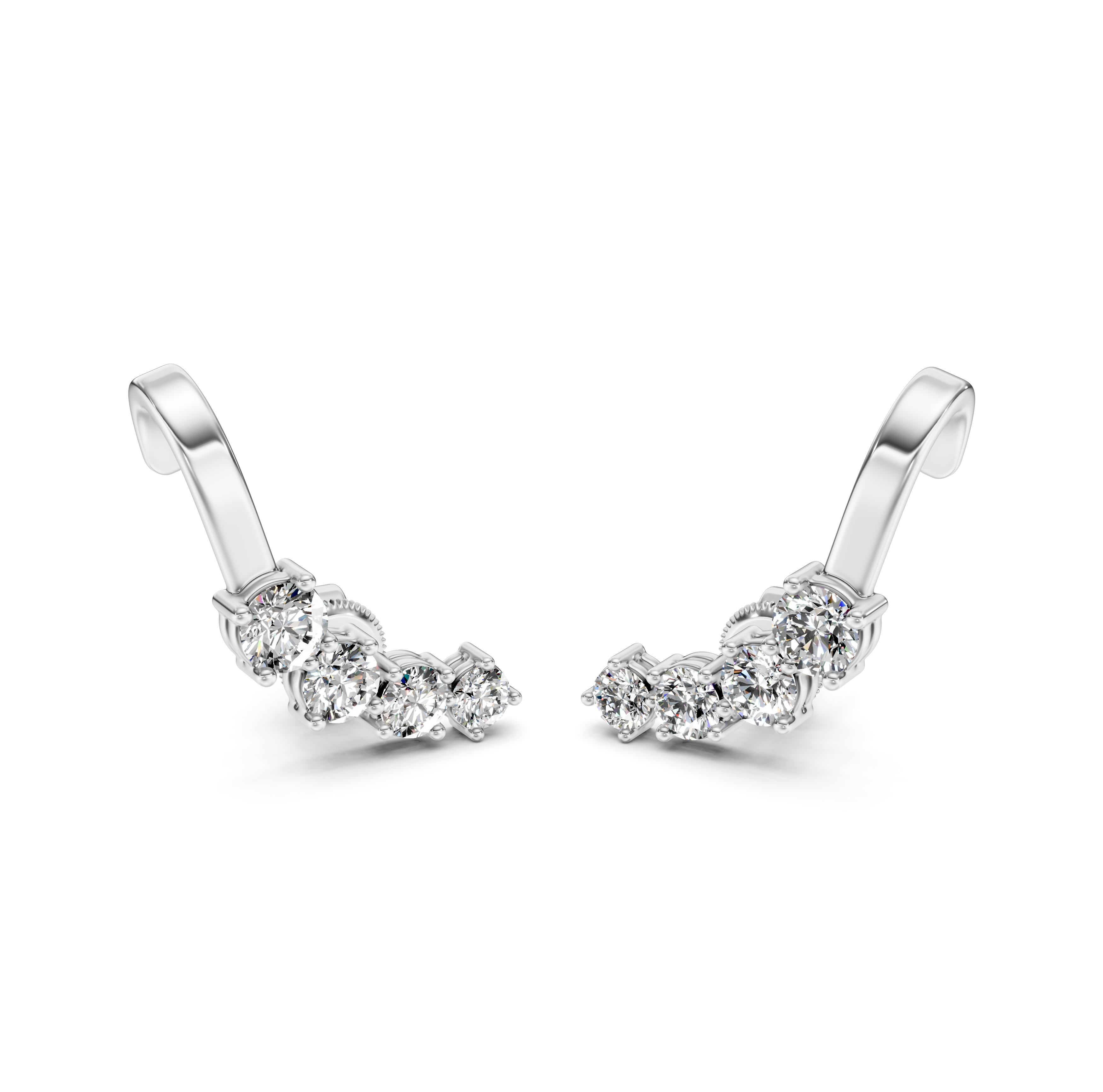Round Cut Diamond Ear Cuffs