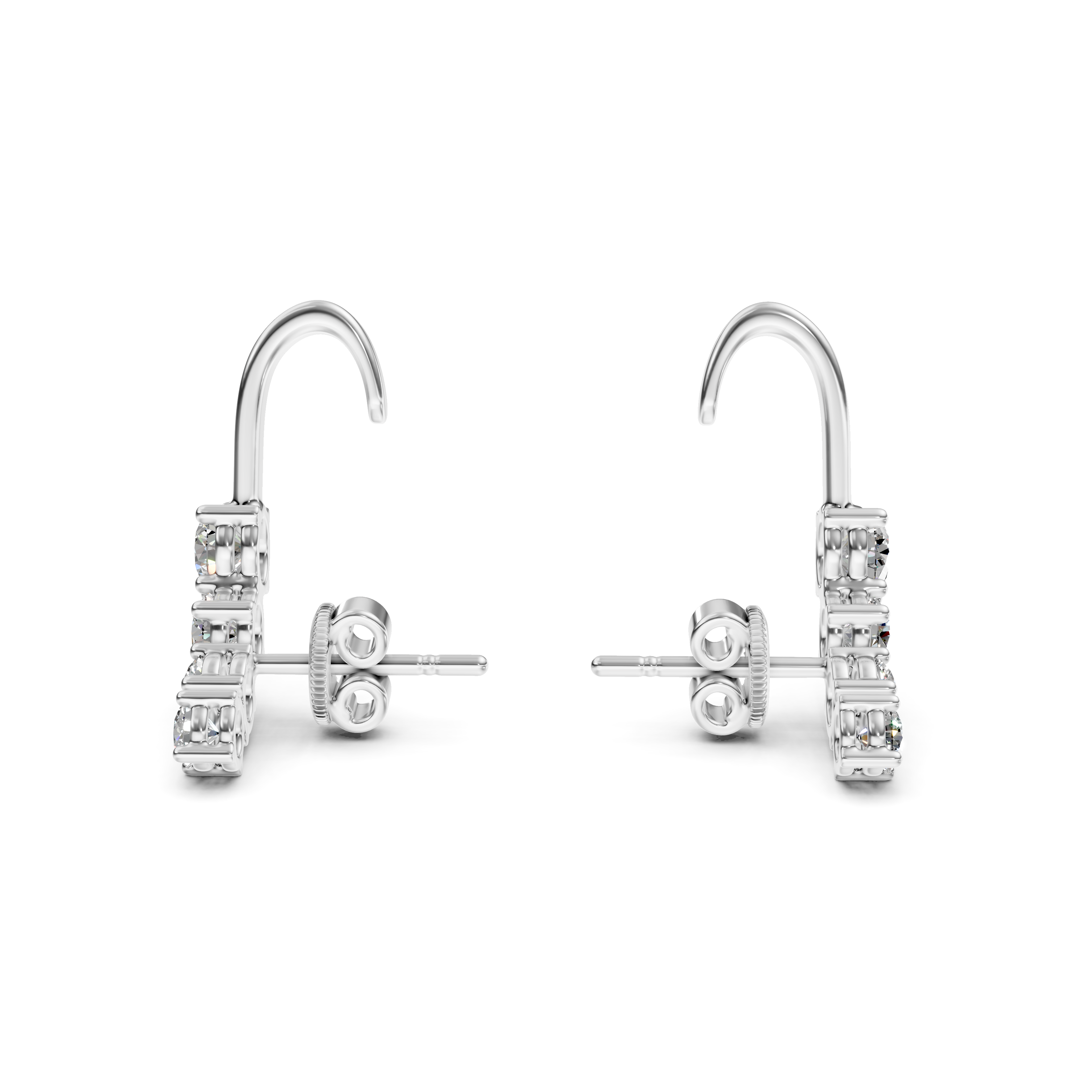 Round Cut Diamond Ear Cuffs