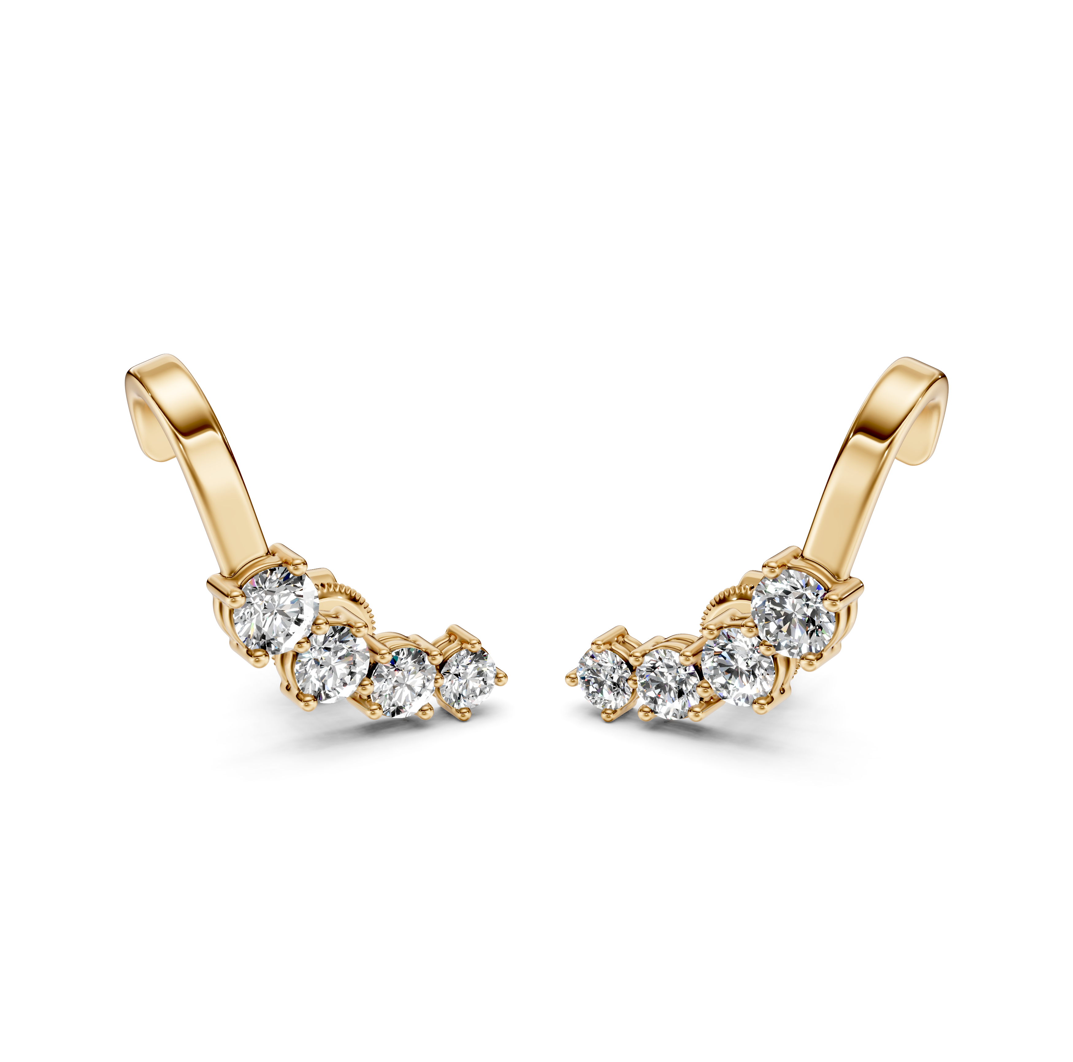 Round Cut Diamond Ear Cuffs