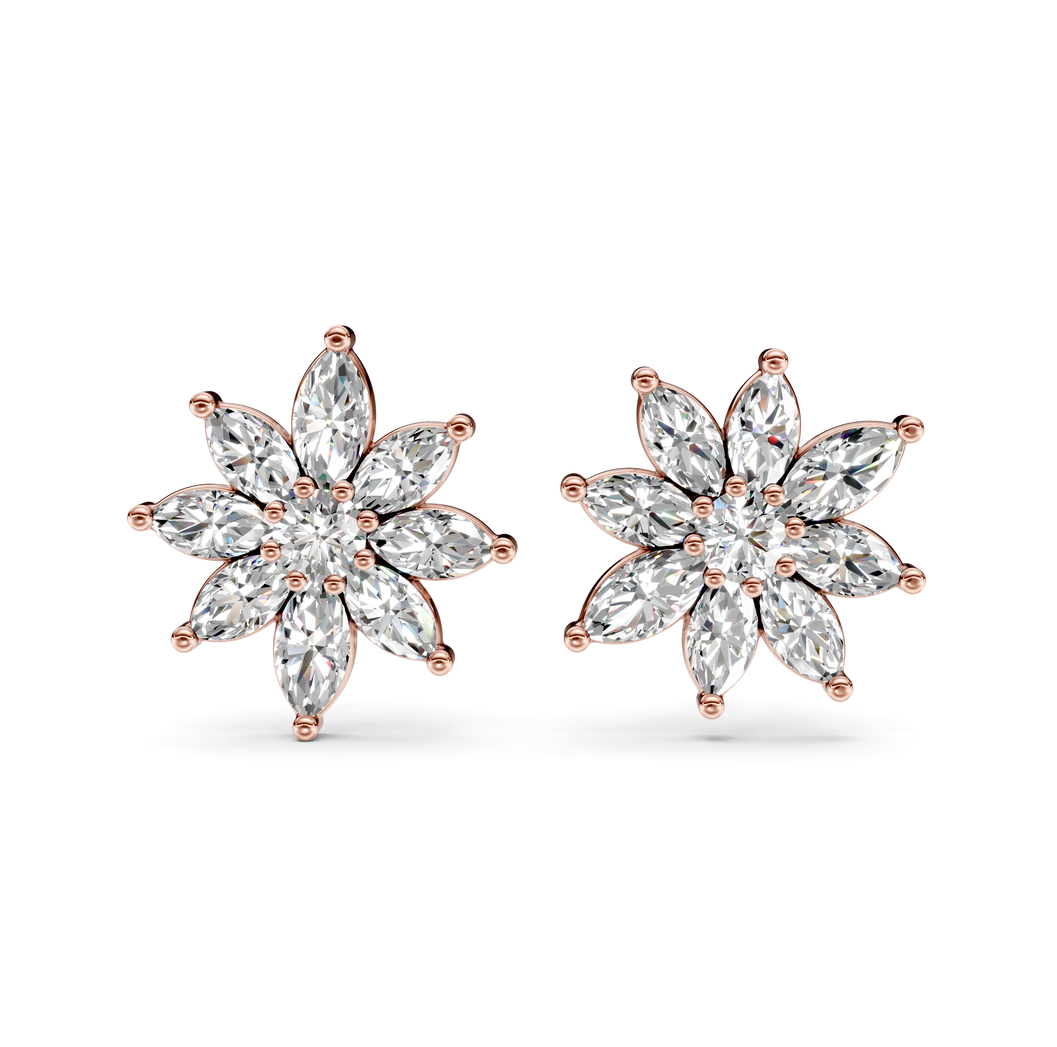 Diamond Flower Stud Earrings
