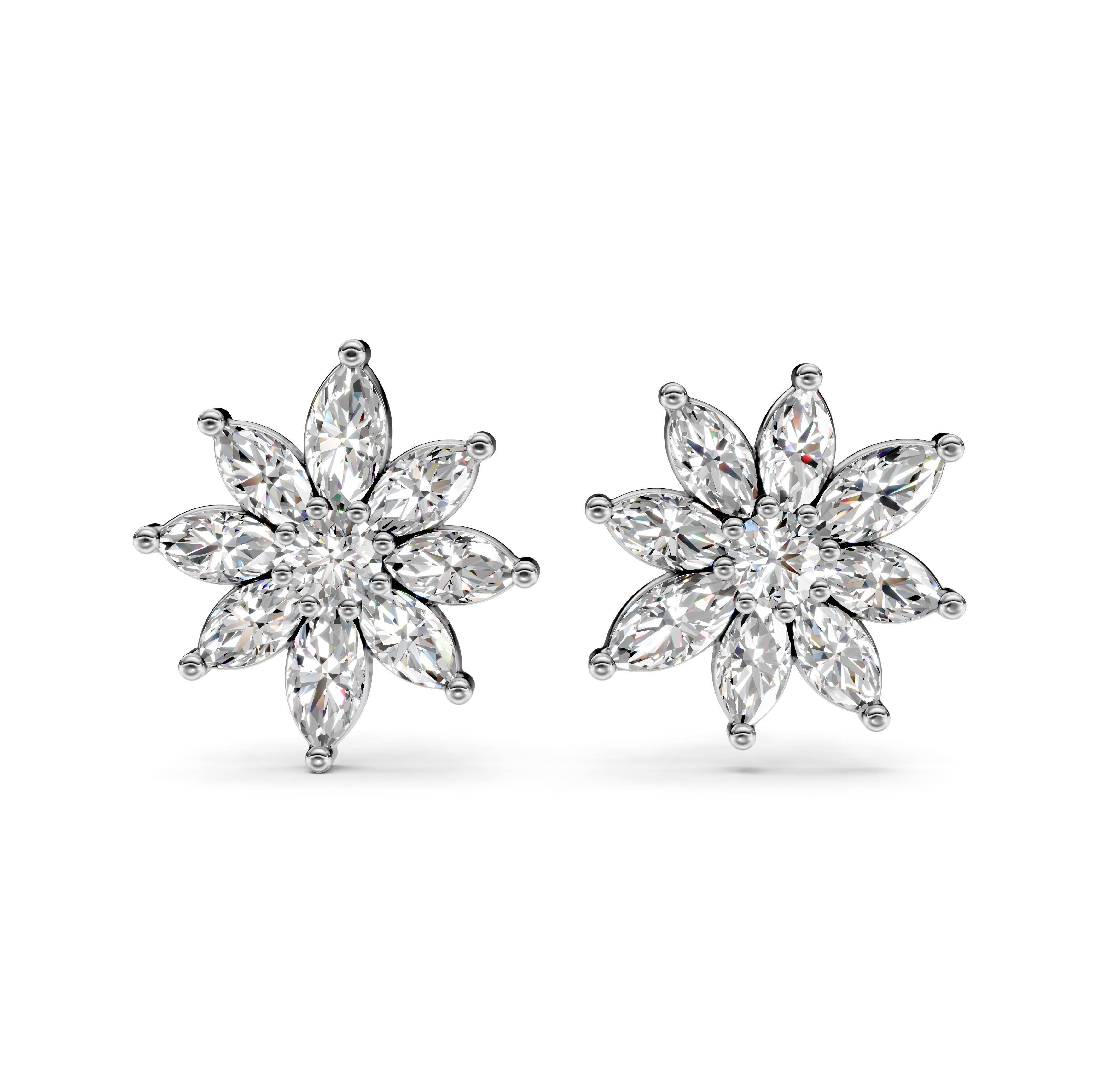 Diamond Flower Stud Earrings