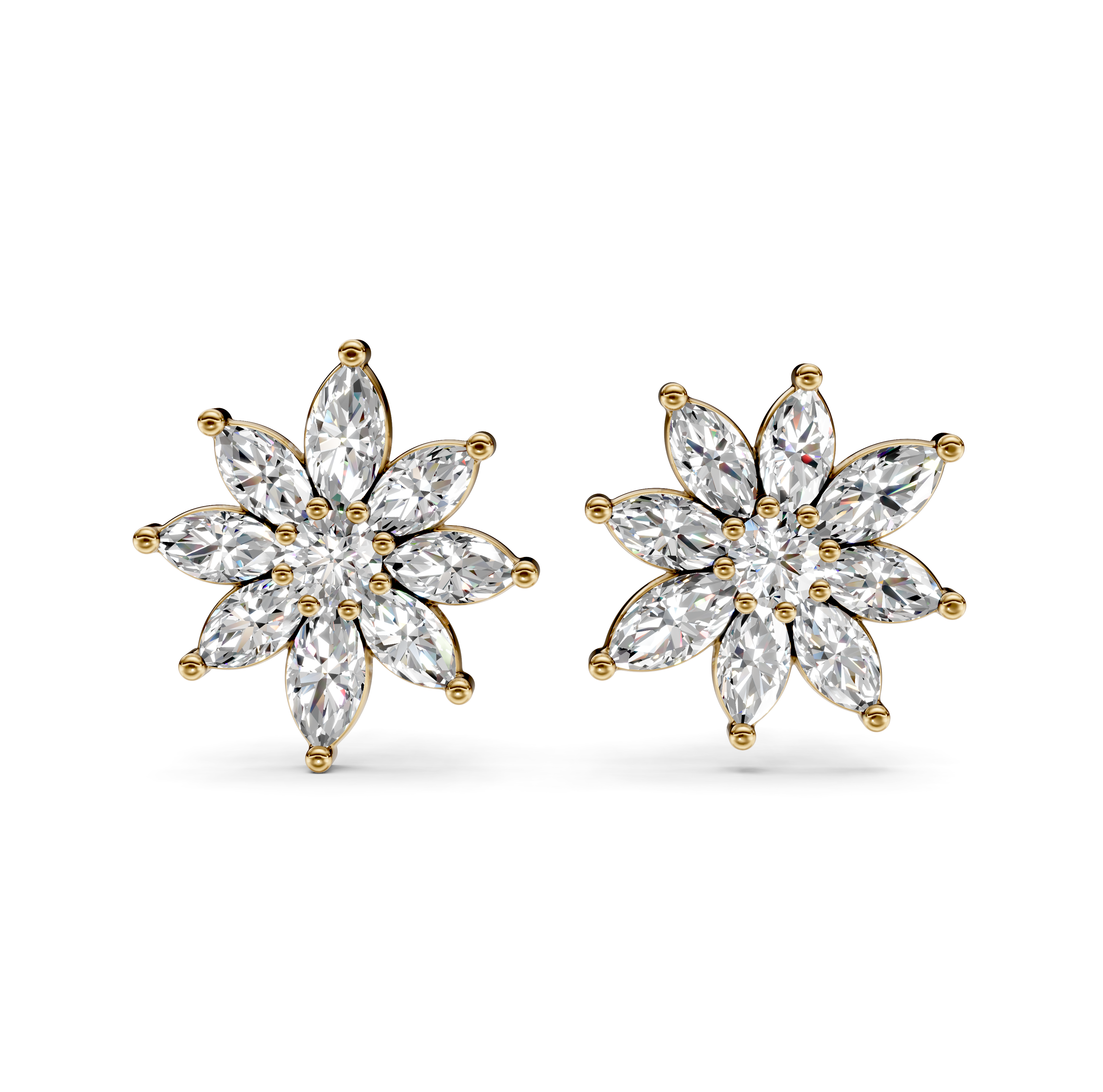 Diamond Flower Stud Earrings