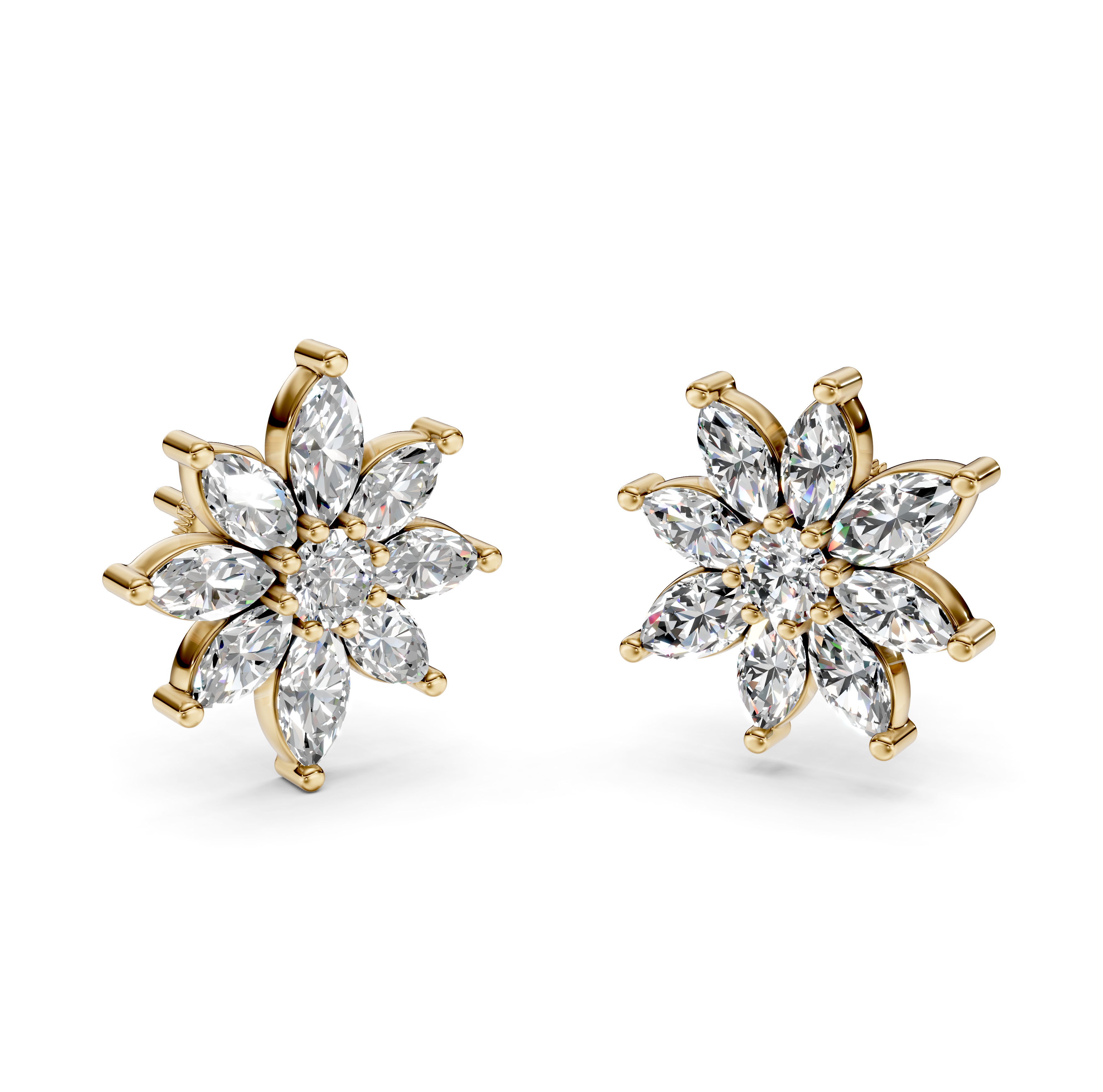 Diamond Flower Stud Earrings