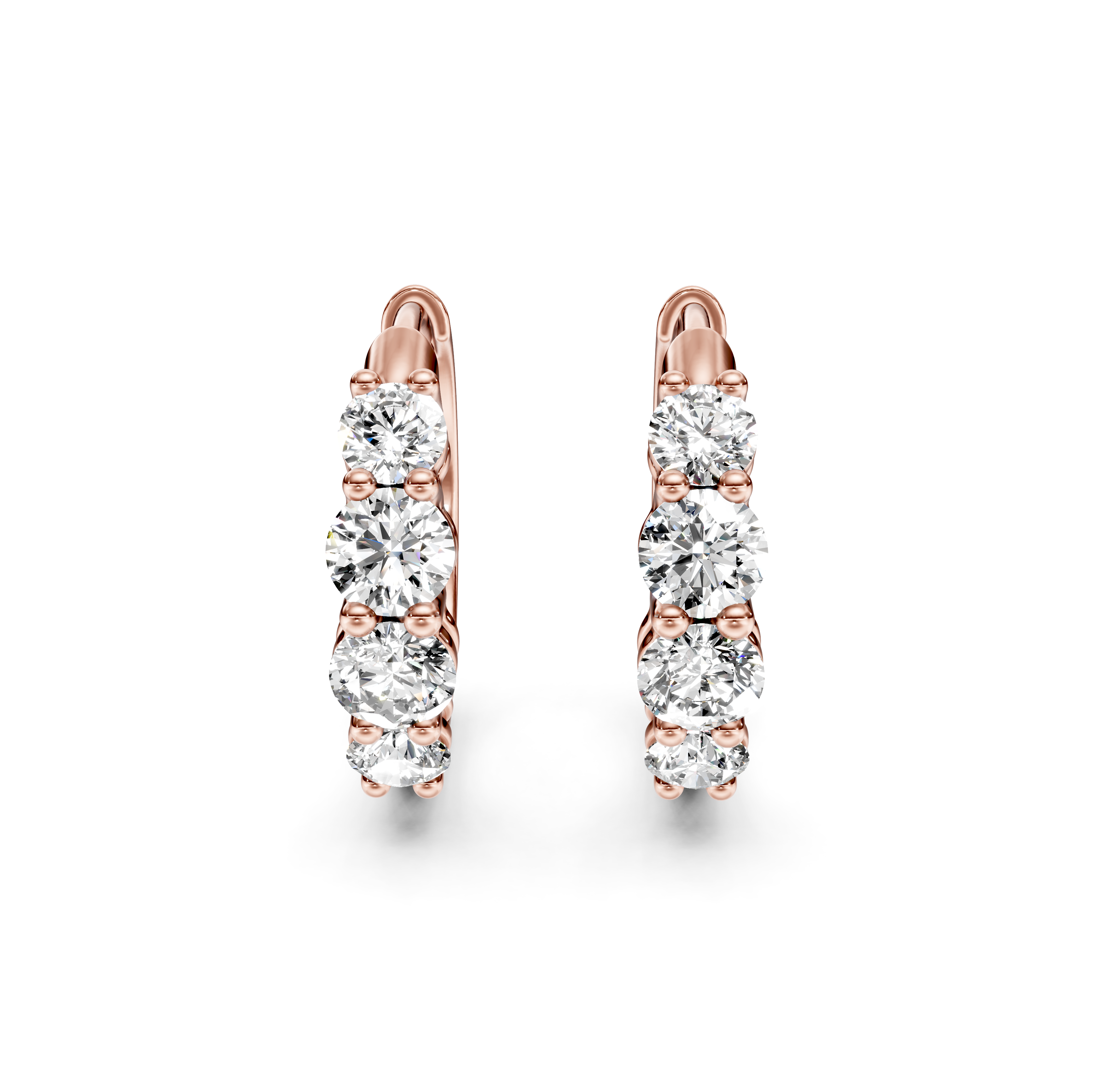 Graduated Half Eternity Diamond Hoop Earrings