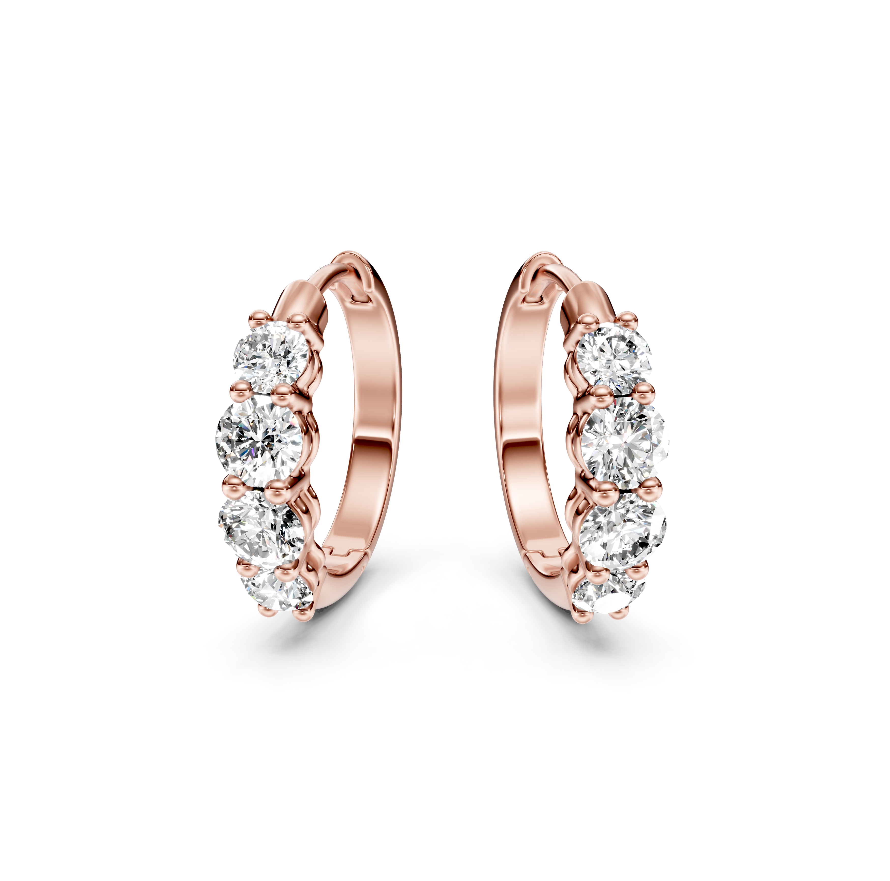 Graduated Half Eternity Diamond Hoop Earrings
