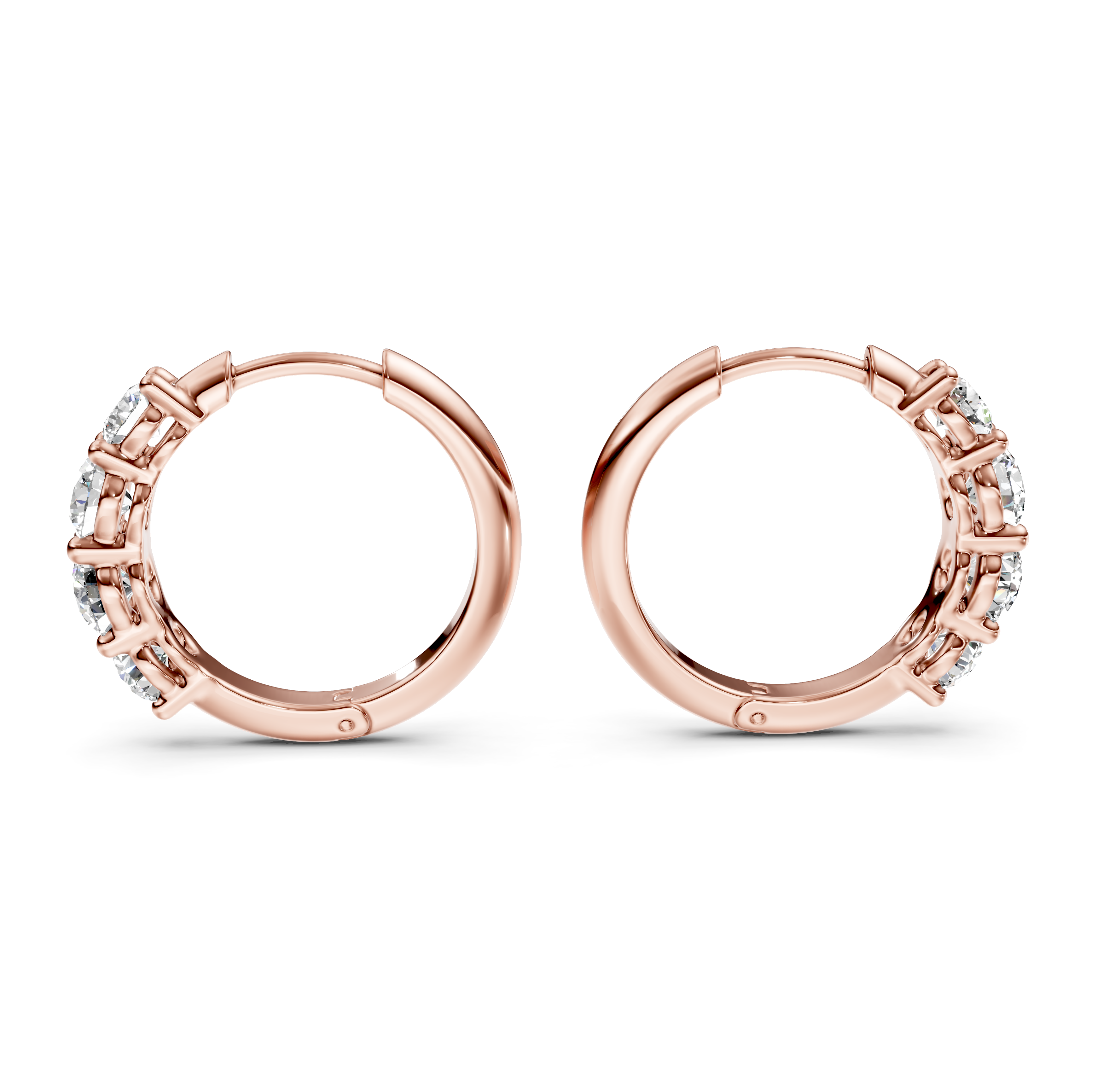 Graduated Half Eternity Diamond Hoop Earrings