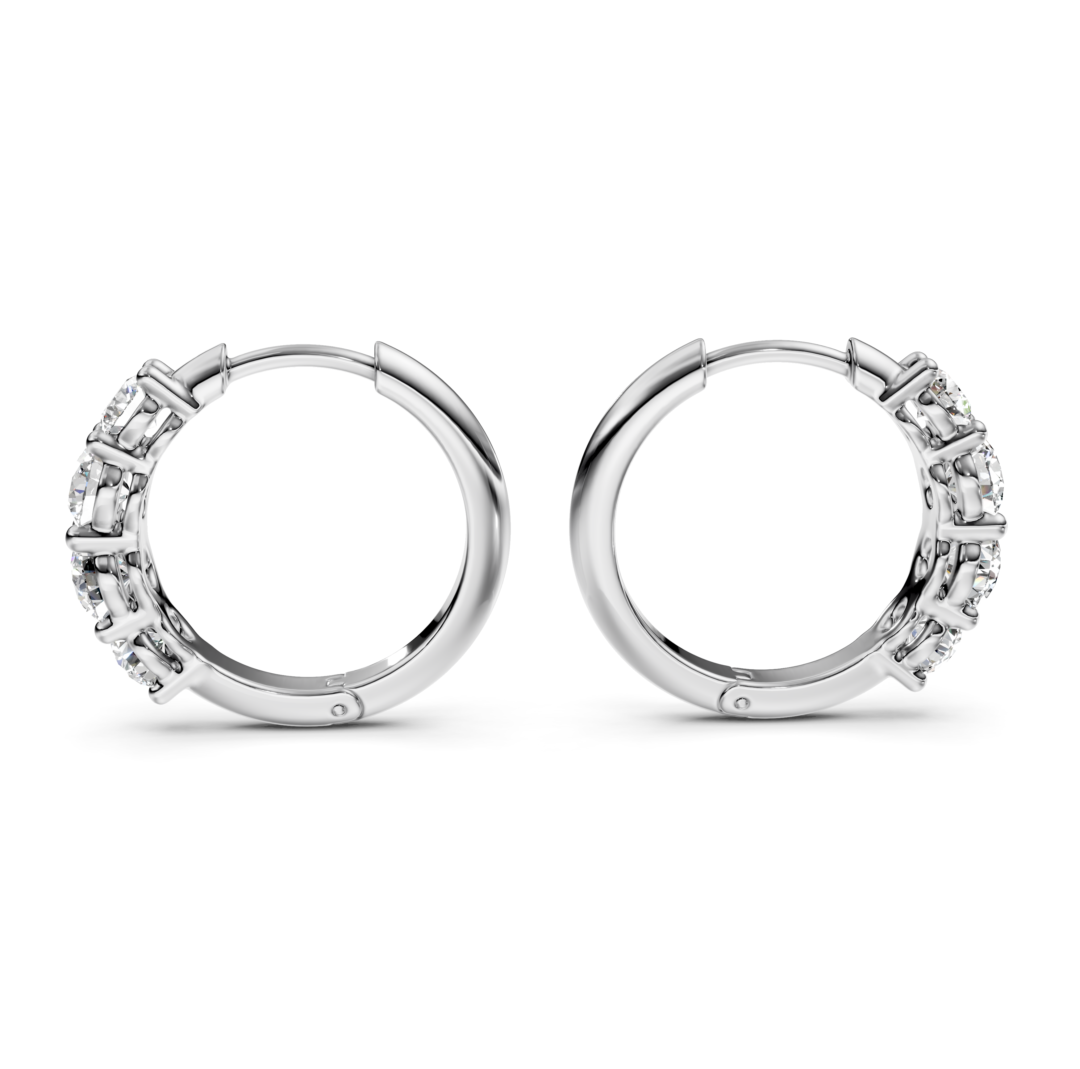 Graduated Half Eternity Diamond Hoop Earrings