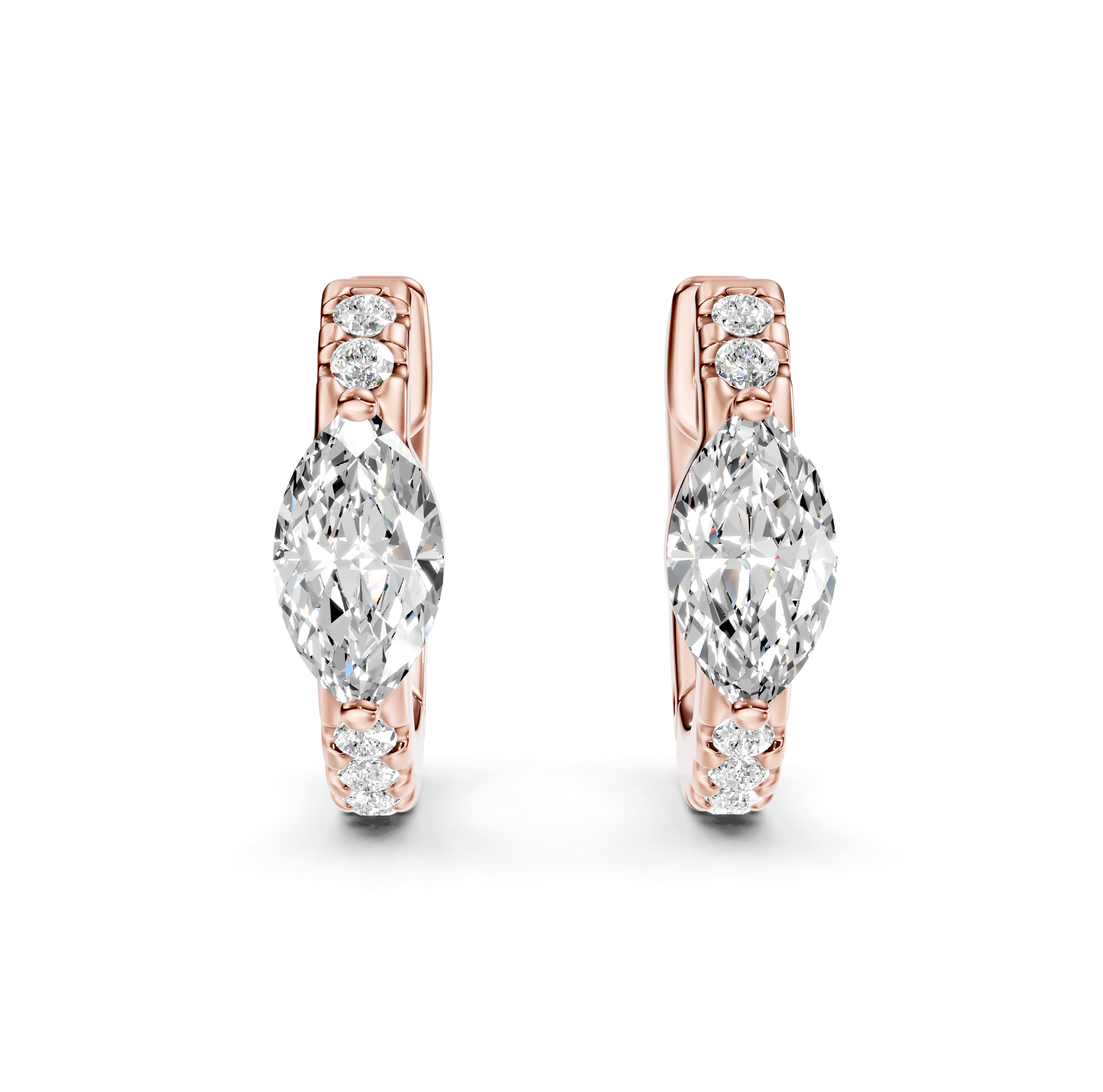 Marquise Cut Diamond Pavé Huggie Earrings