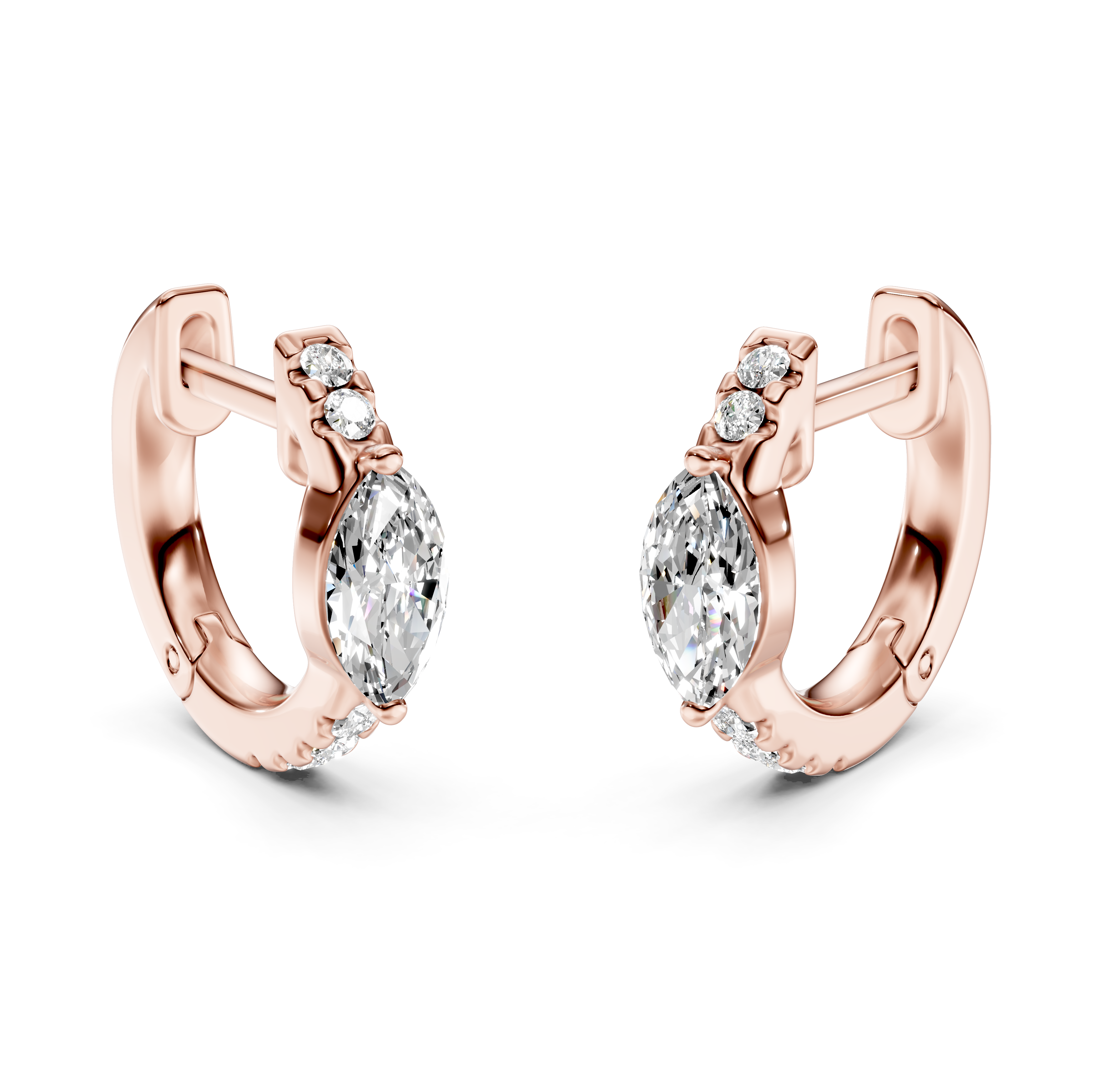 Marquise Cut Diamond Pavé Huggie Earrings