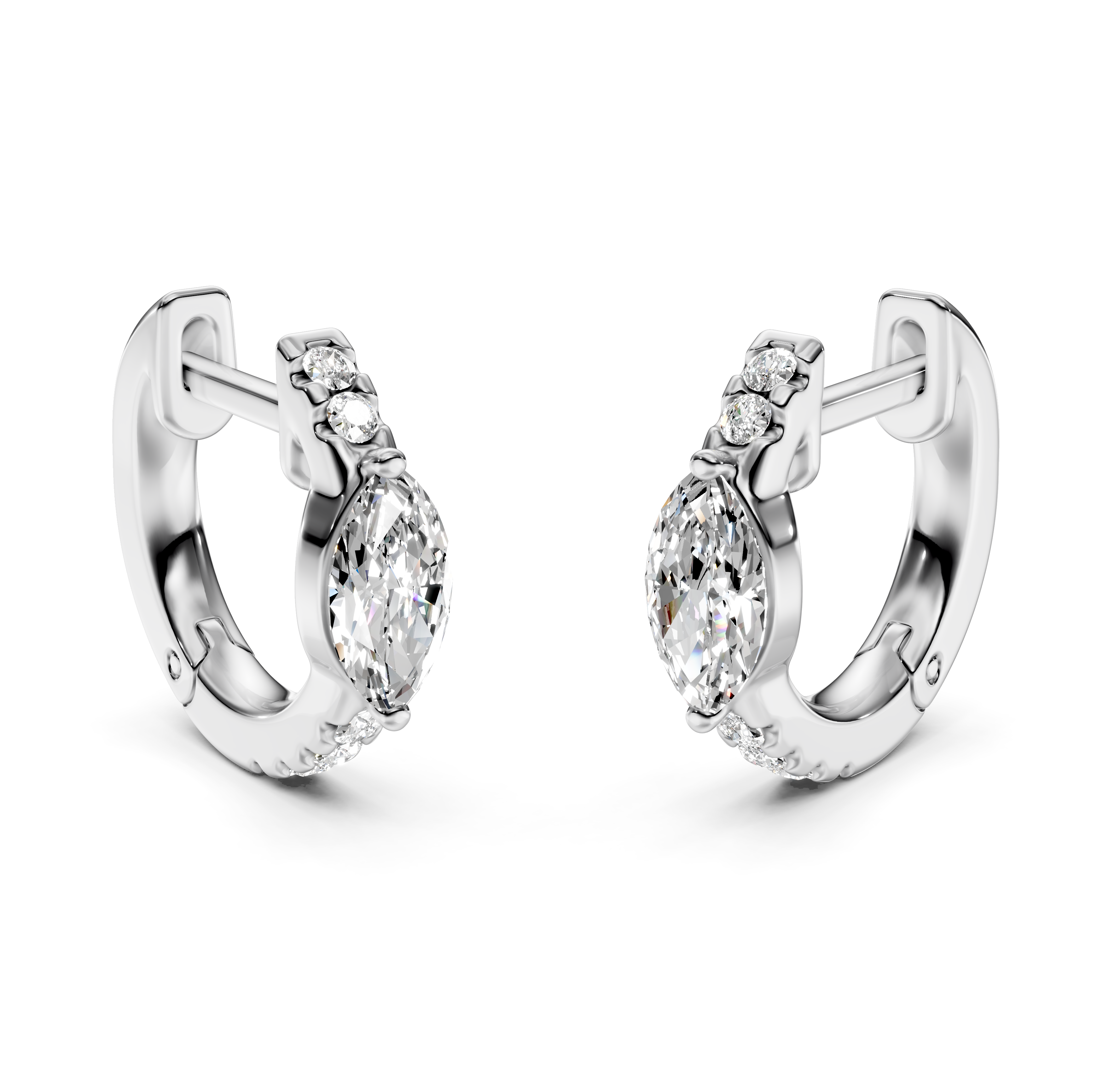 Marquise Cut Diamond Pavé Huggie Earrings