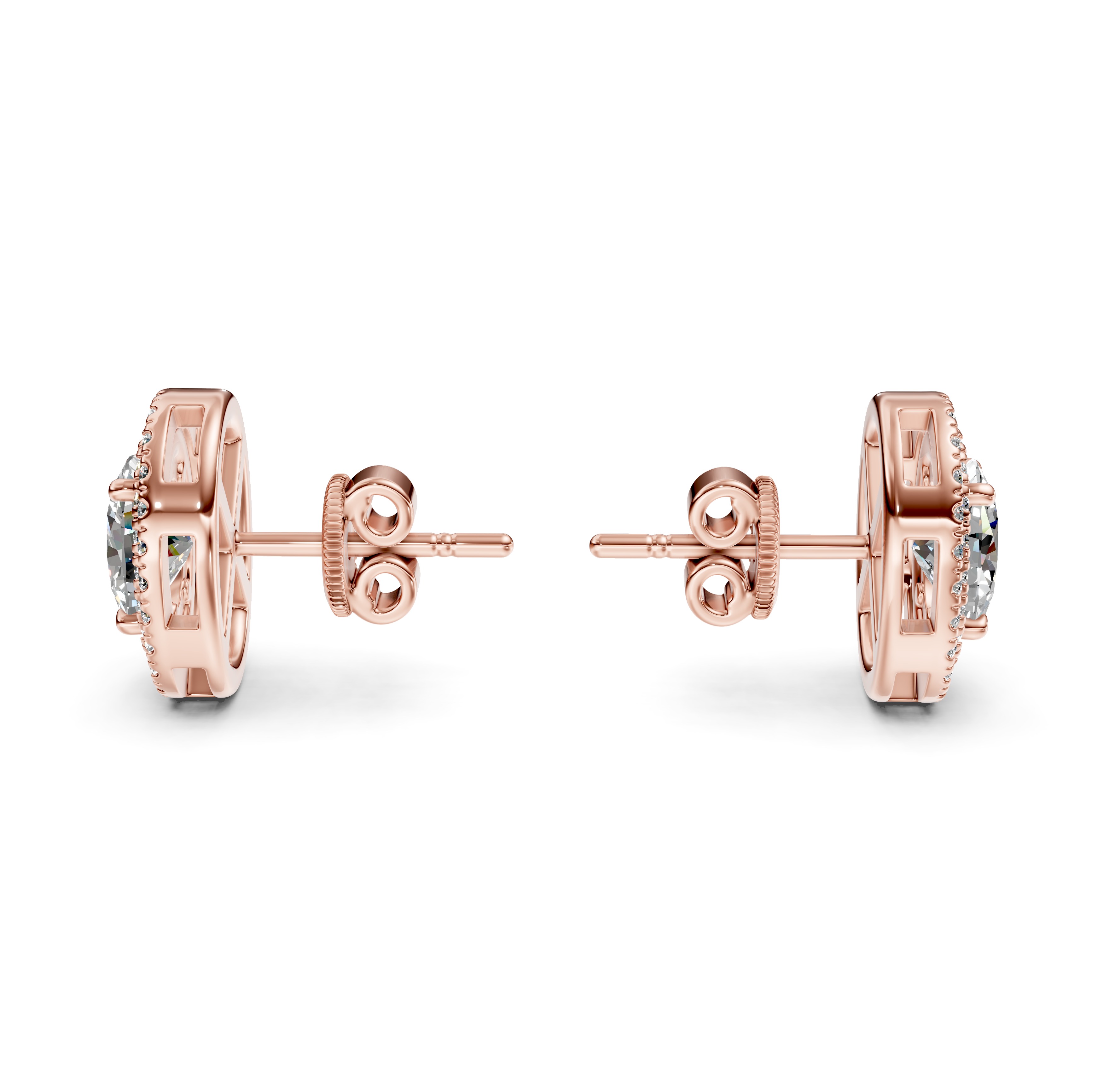 Oval Cut Double Halo Diamond Stud Earrings