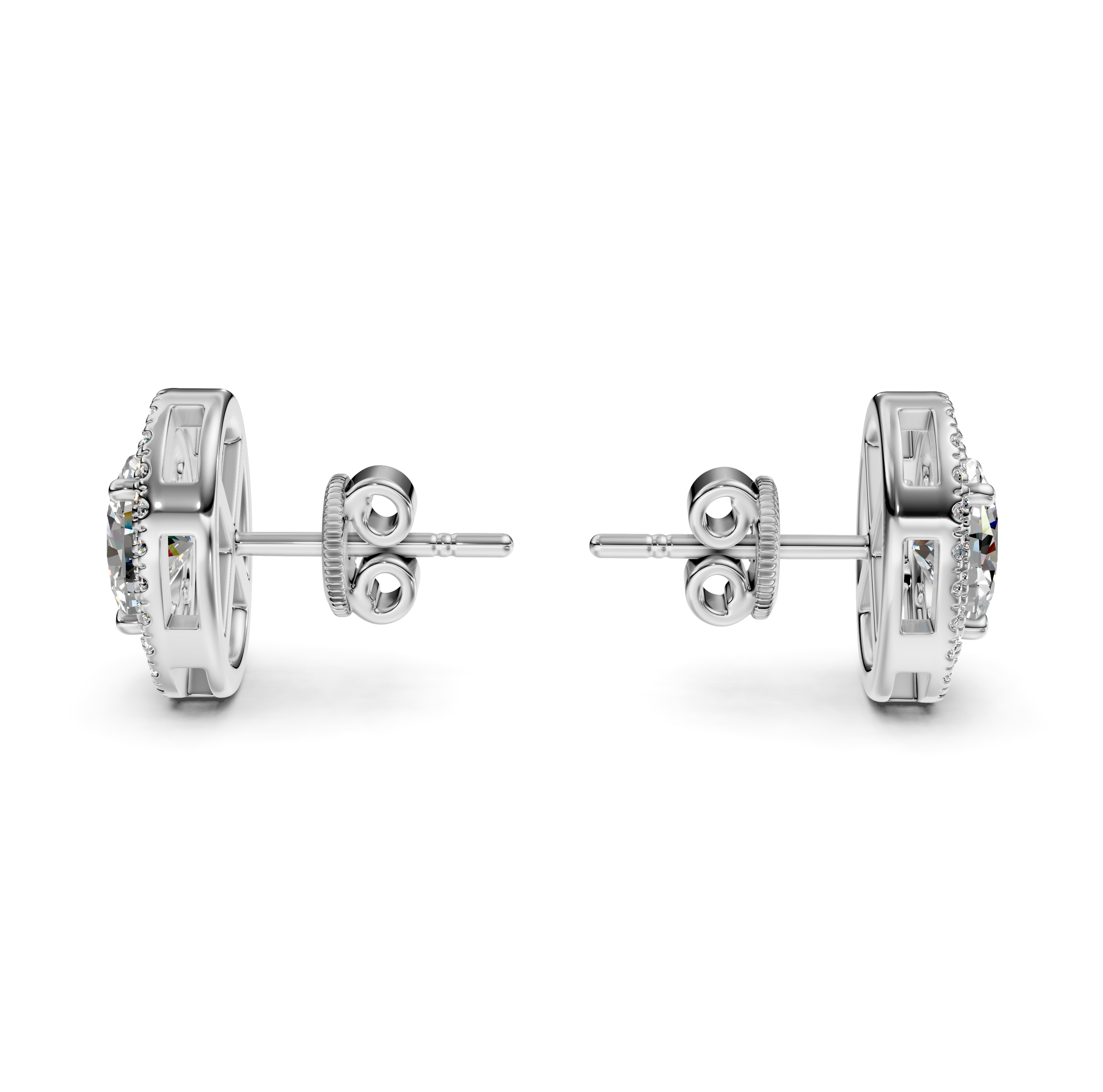 Oval Cut Double Halo Diamond Stud Earrings
