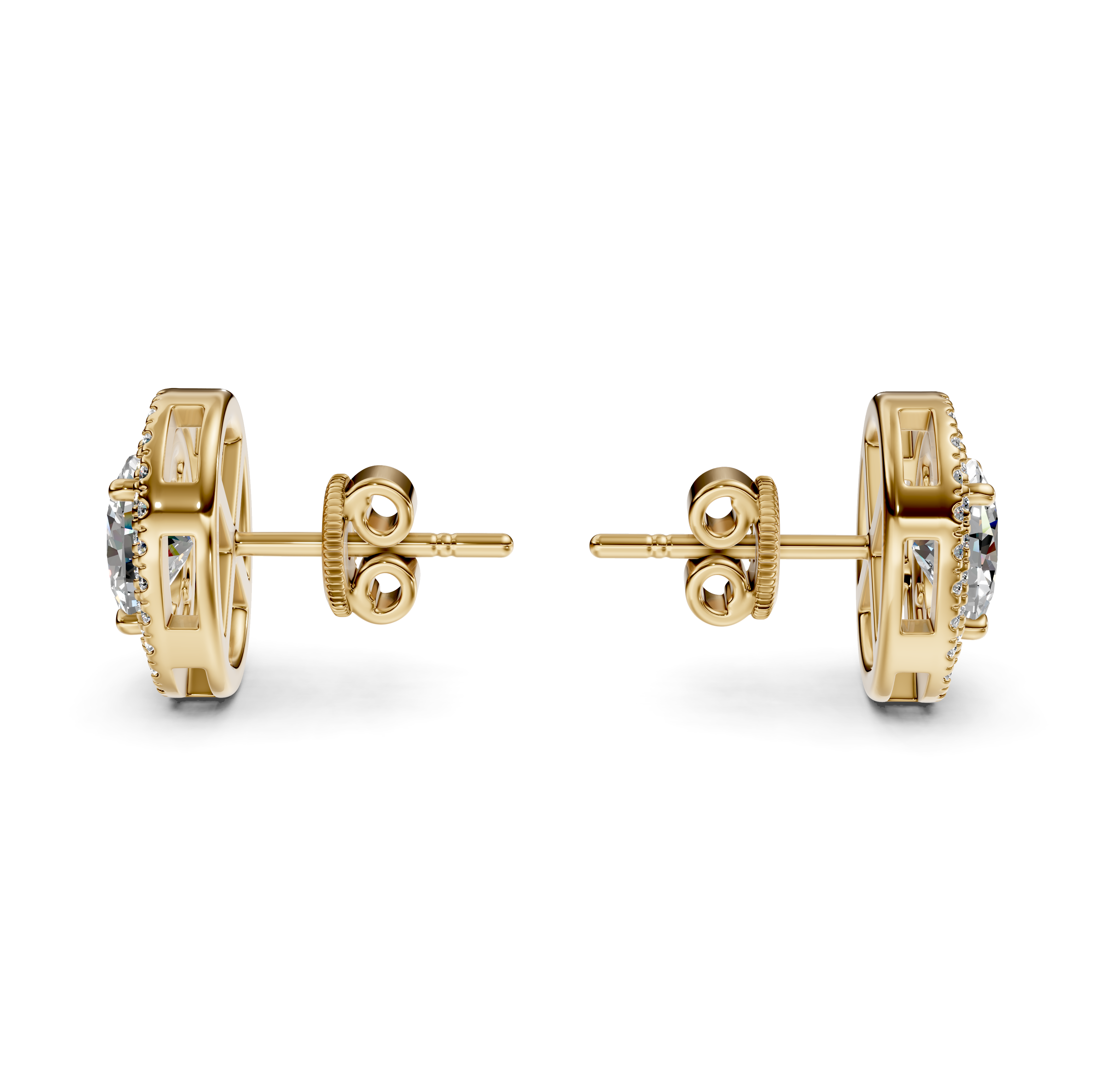 Oval Cut Double Halo Diamond Stud Earrings